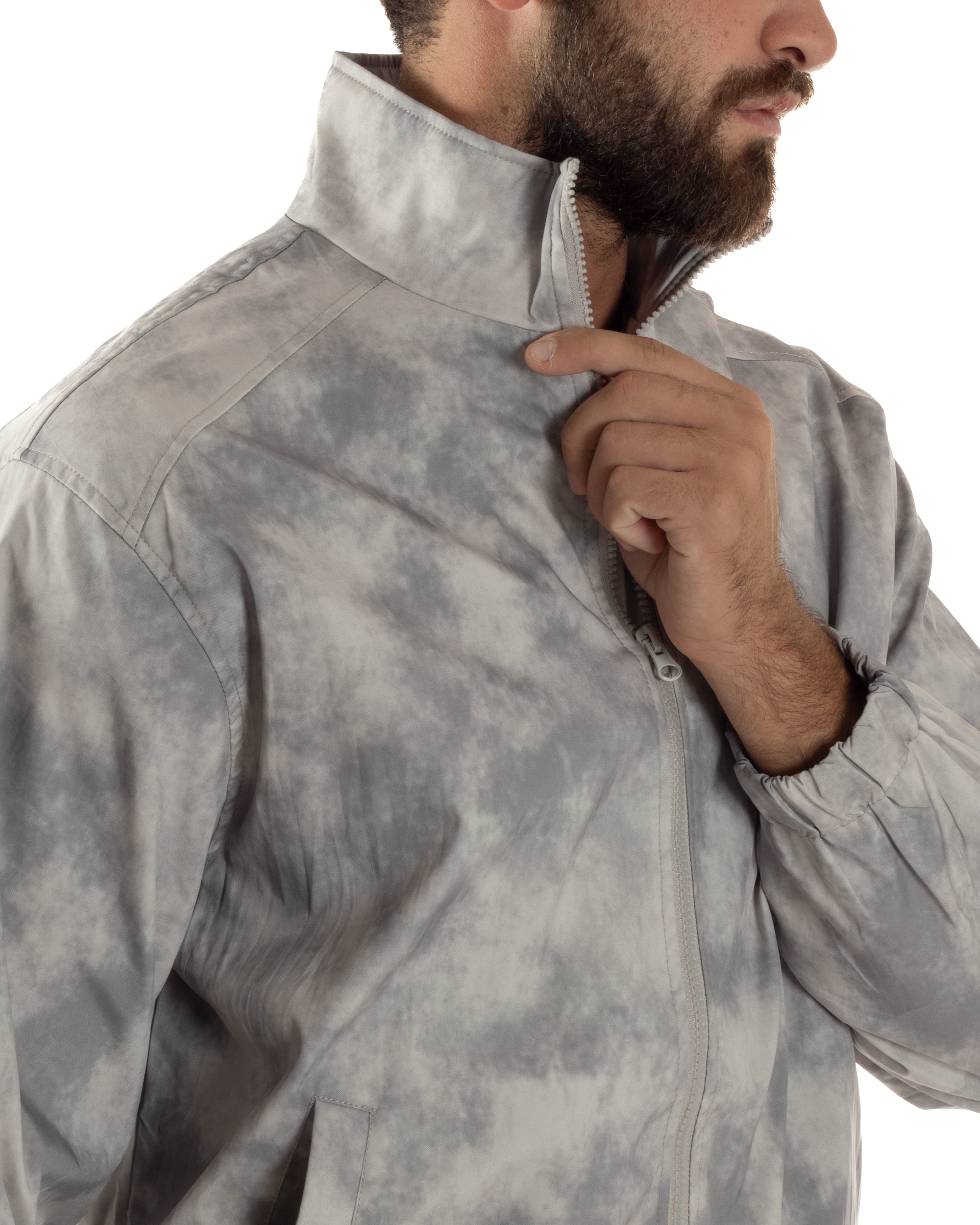 Coordinato Tuta Giacca Giubbotto Pantaloni Baggy Cargo Tie Dye Beige OU2529A