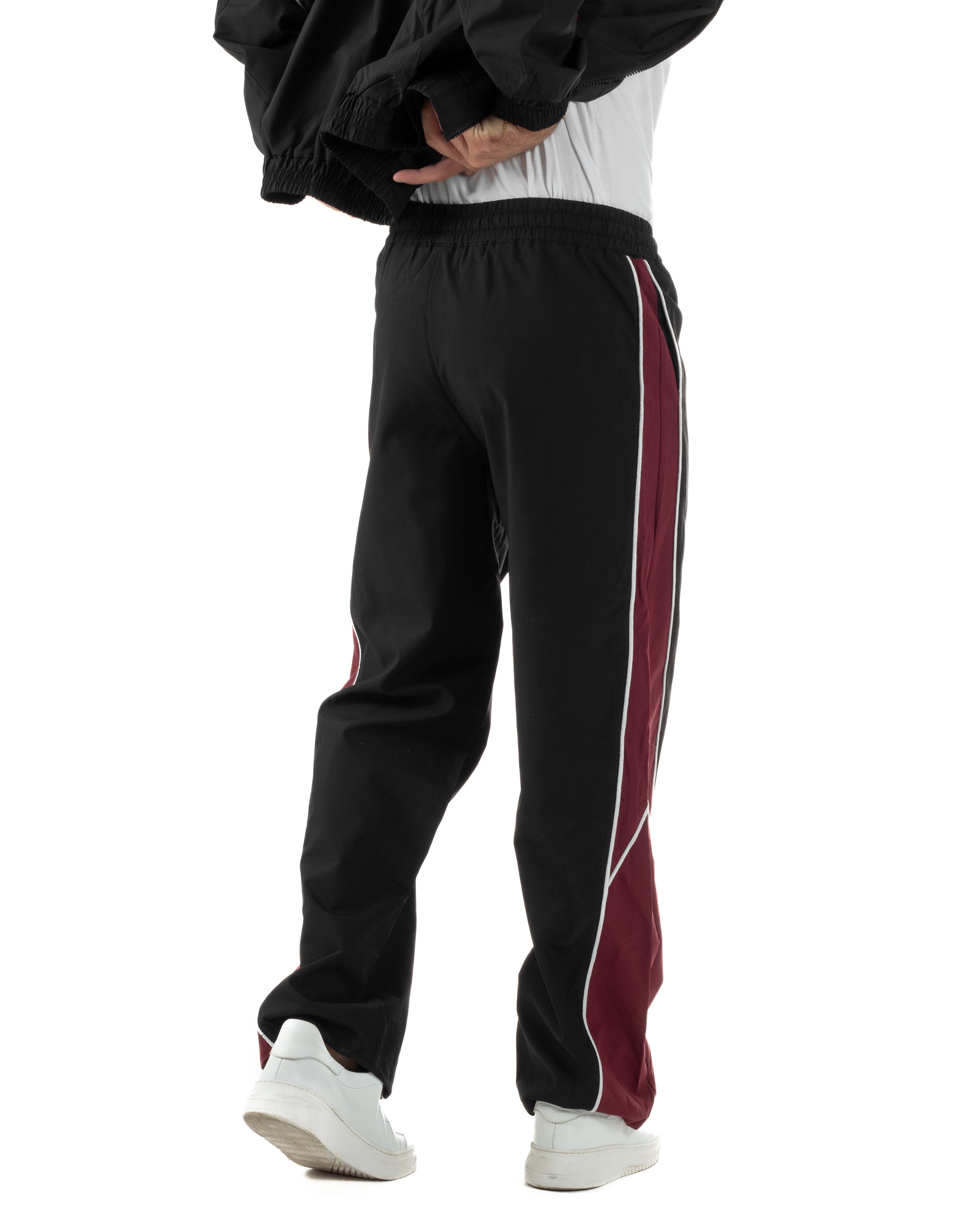 Coordinato Tuta Giacca Giubbotto Pantaloni Baggy Outfit Bicolore Nero OU2533A