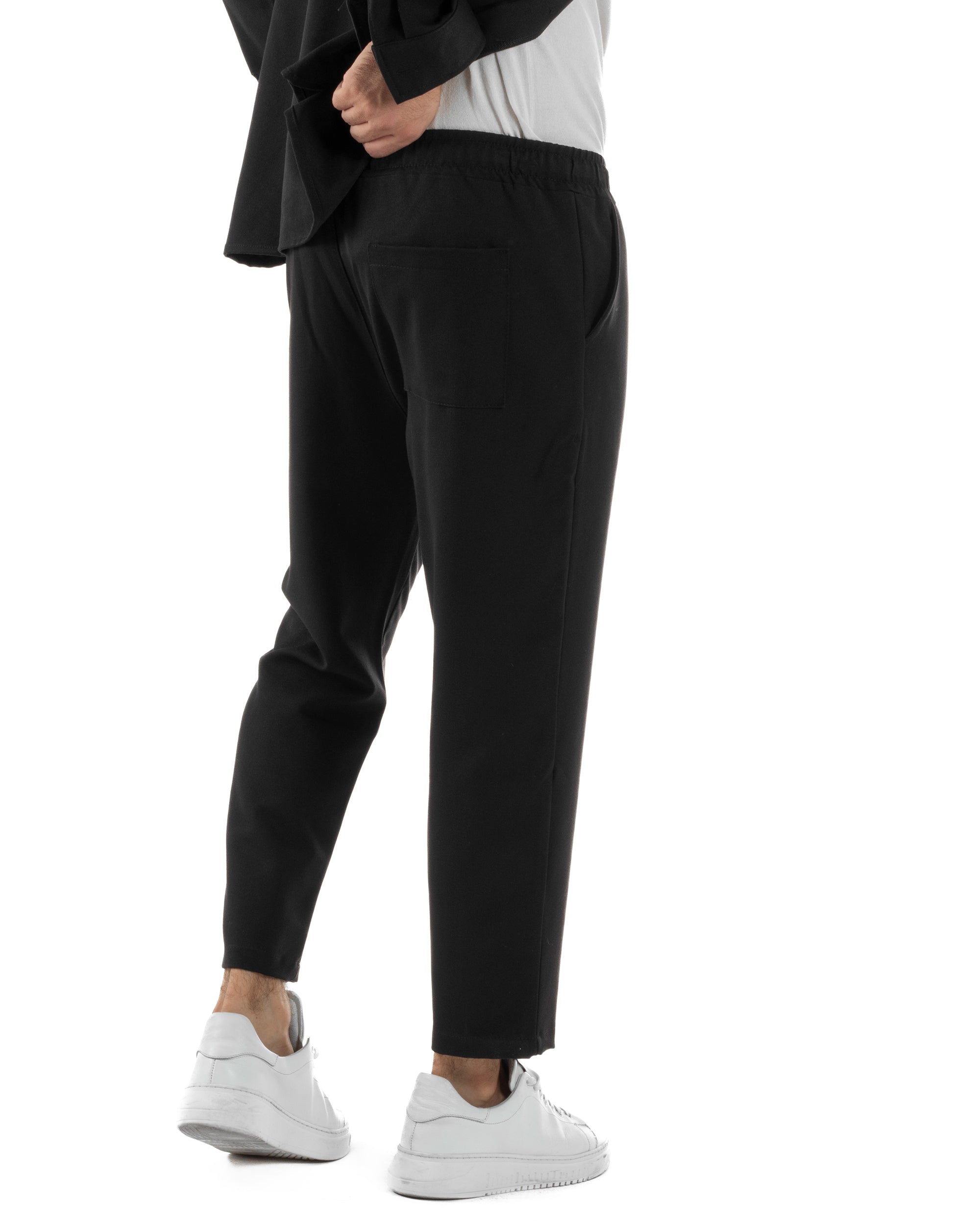 Coordinato Camicia Pantaloni Viscosa Casual Nero OU2536A