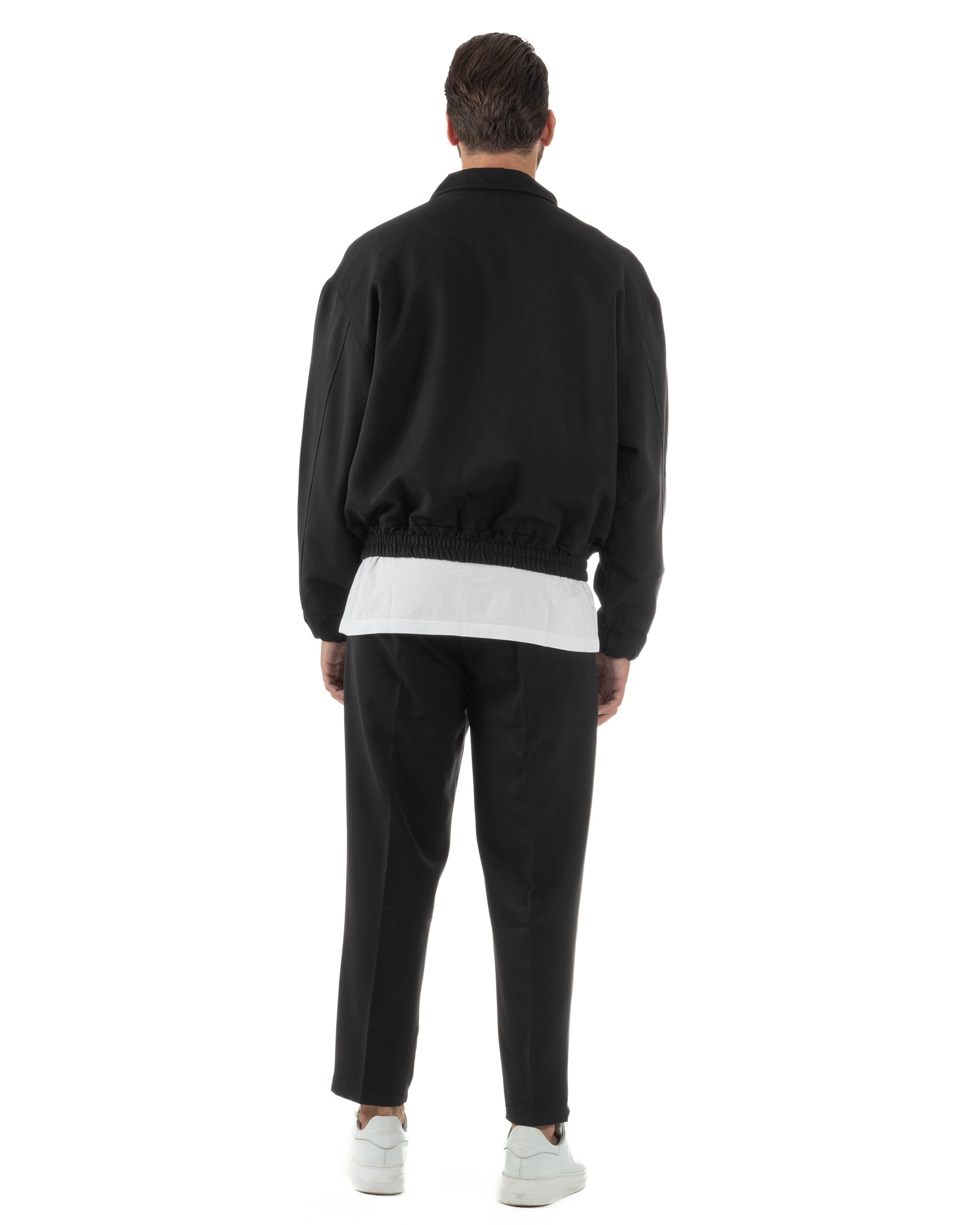 Coordinato Uomo Viscosa Giacca Boxy Fit Pantaloni Con Pinces Nero OU2542A