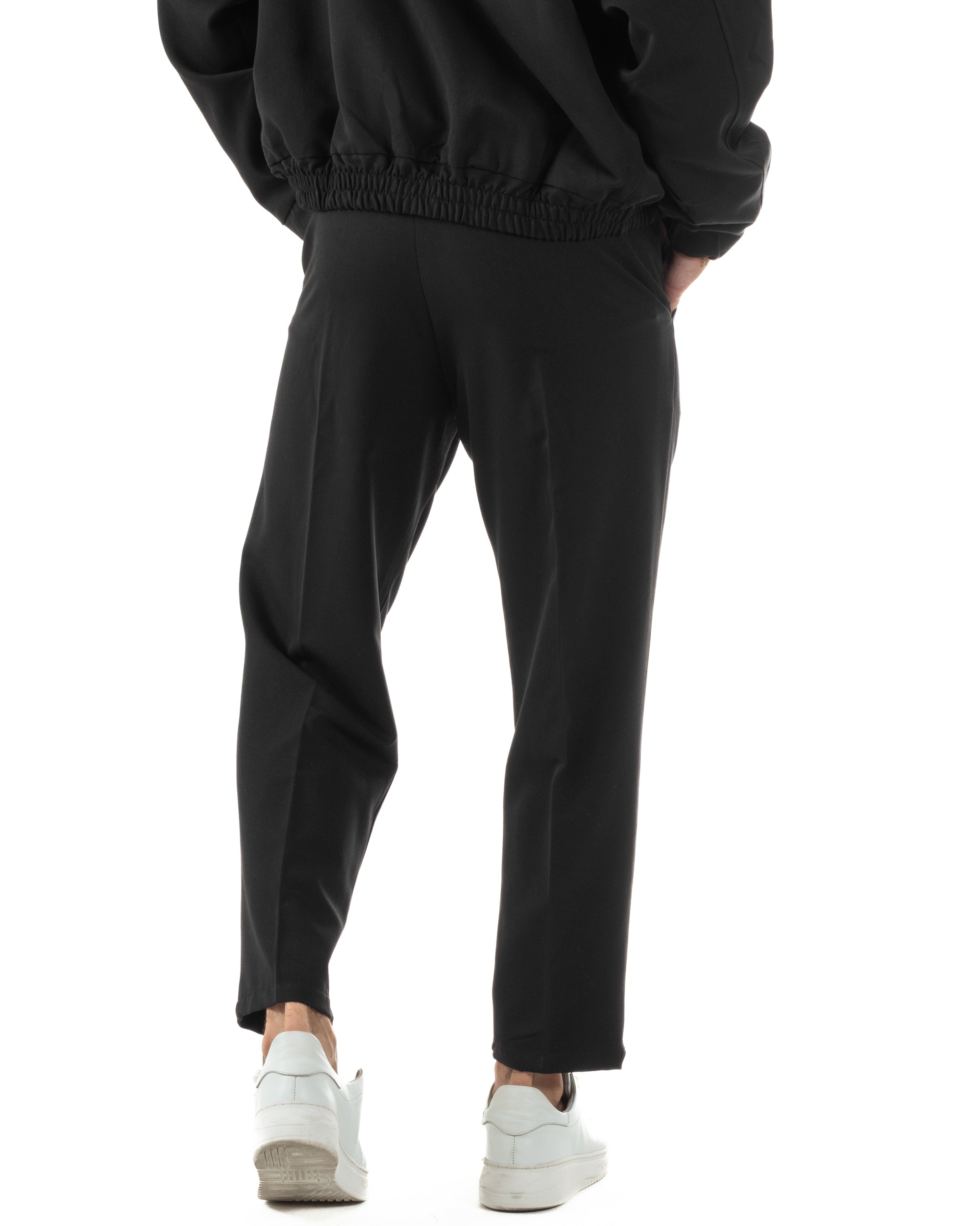 Coordinato Uomo Viscosa Giacca Boxy Fit Pantaloni Con Pinces Nero OU2542A