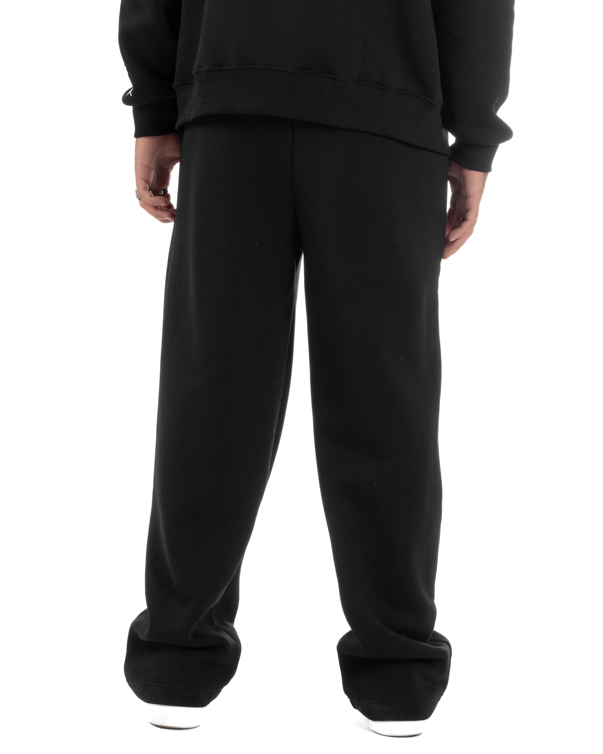 Coordinato Uomo Tuta Berna Felpa Zip Pantaloni Baggy Nero OU2547A