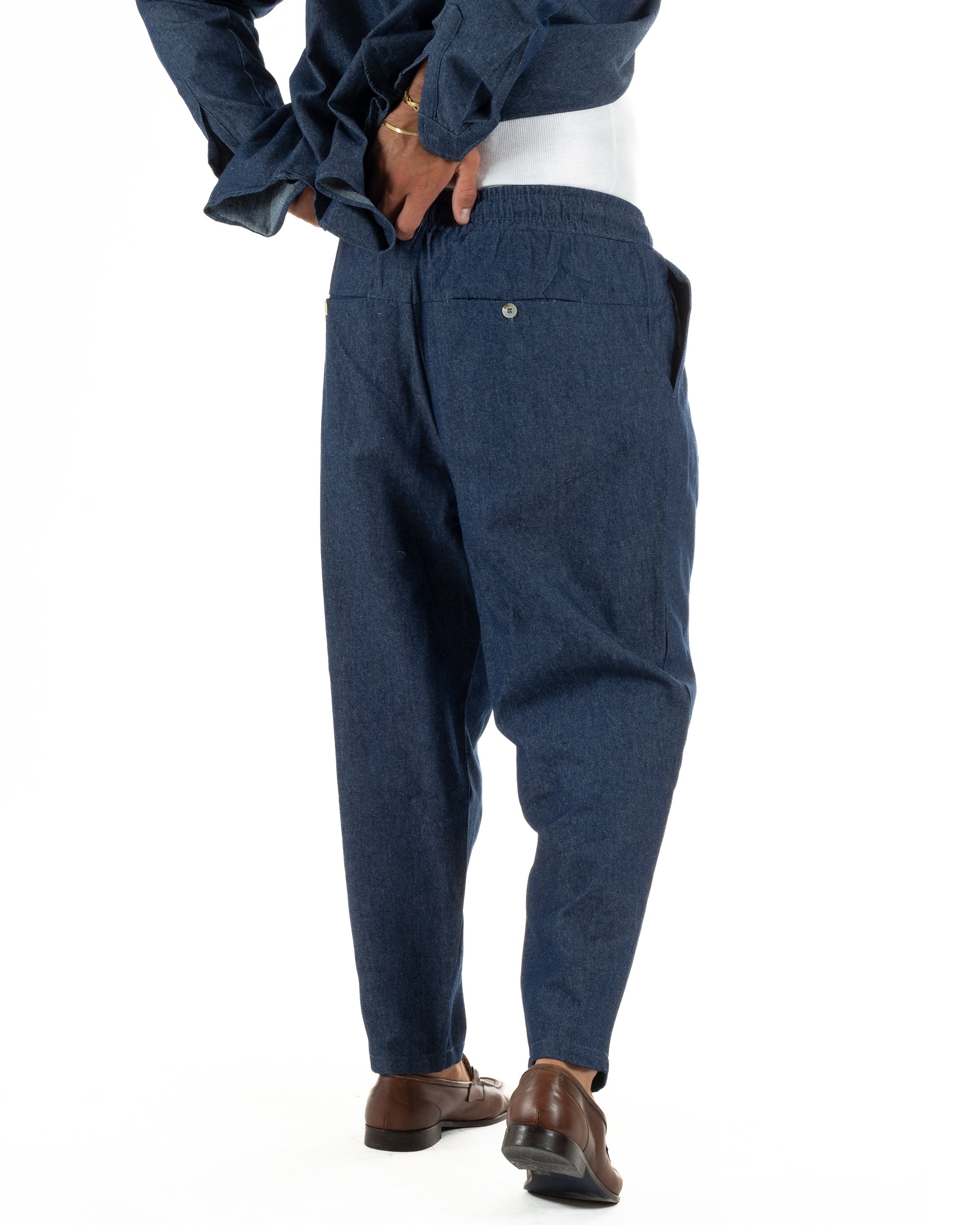 Coordinato uomo completo cotone camicia jogger relaxed fit denim GIOSAL-OU2564A