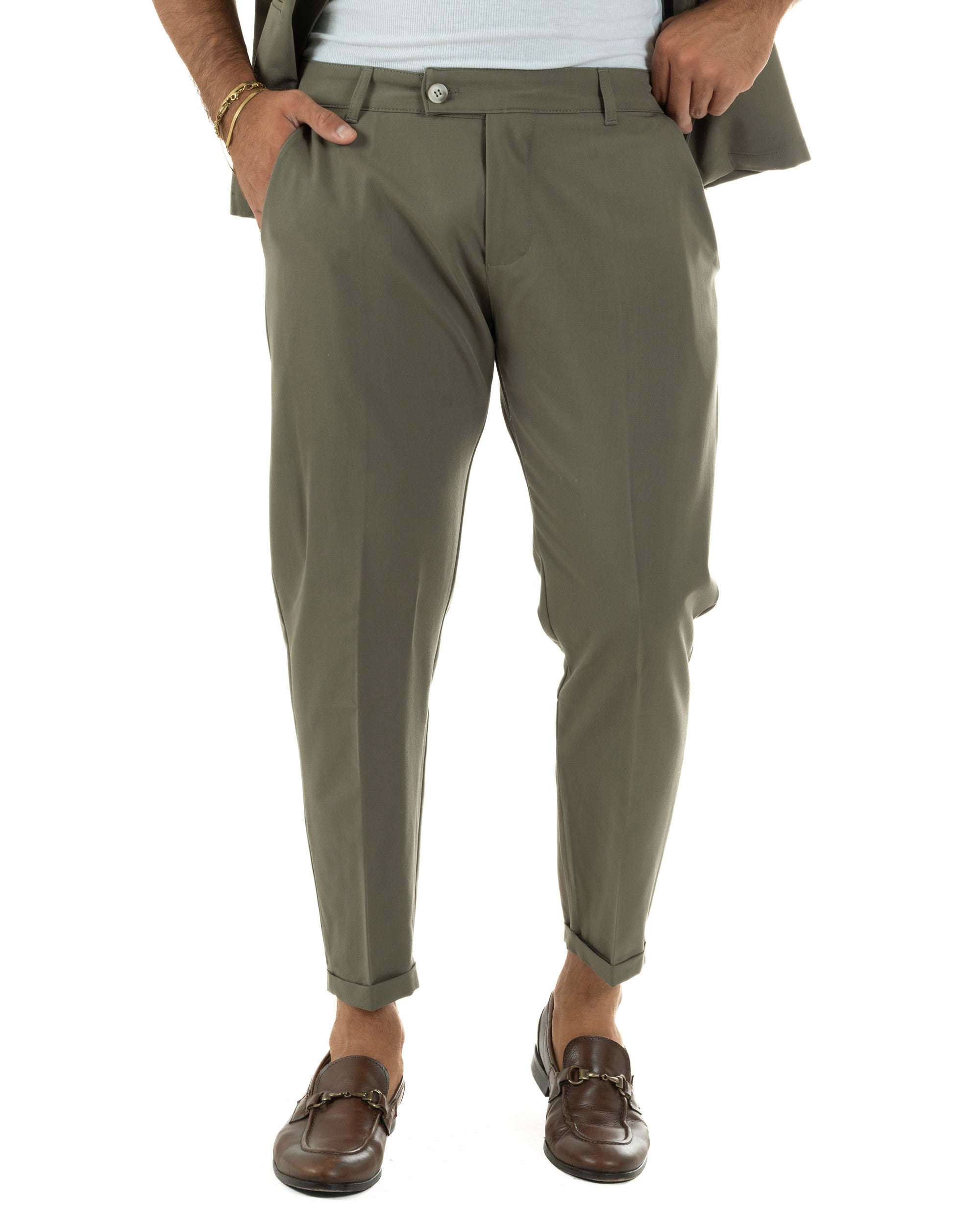 Coordinato uomo completo viscosa regular fit verde GIOSAL-OU2572A