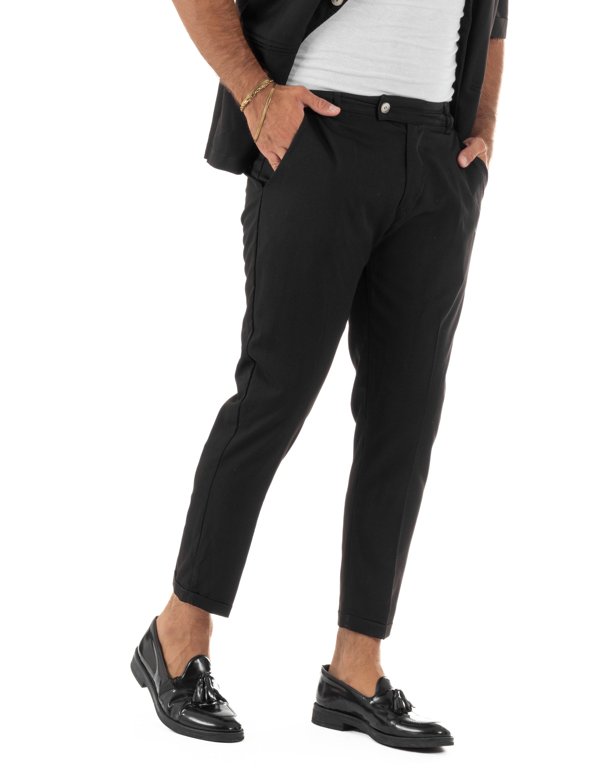 Coordinato uomo completo viscosa regular fit nero GIOSAL-OU2573A