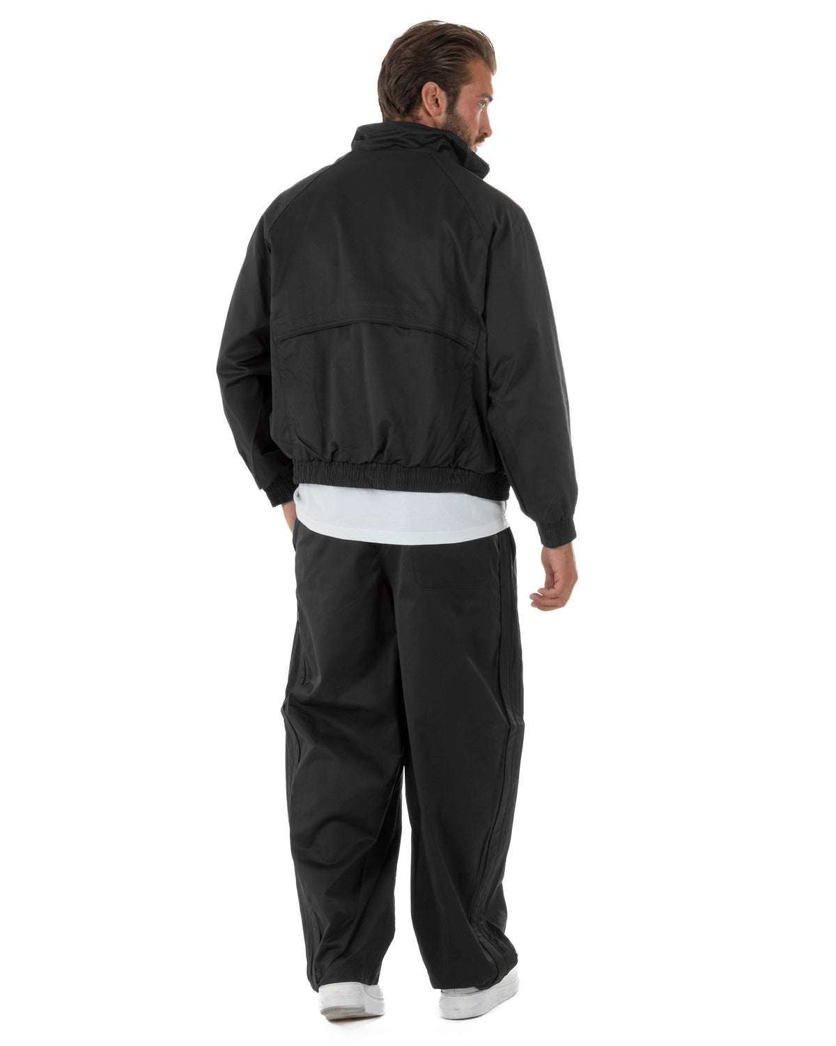 Coordinato tuta uomo tessuto tecnico giacca pantaloni baggy nero GIOSAL-OU2577A