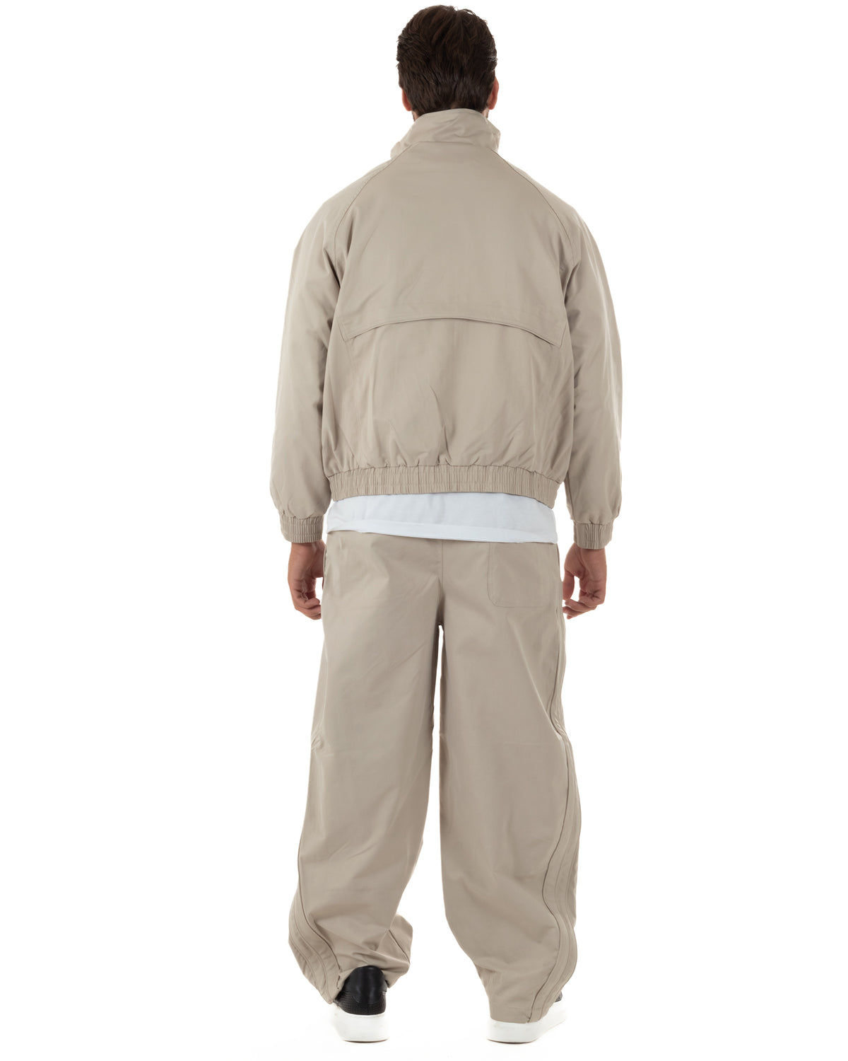 Coordinato tuta uomo tessuto tecnico giacca pantaloni baggy beige GIOSAL-OU2578A
