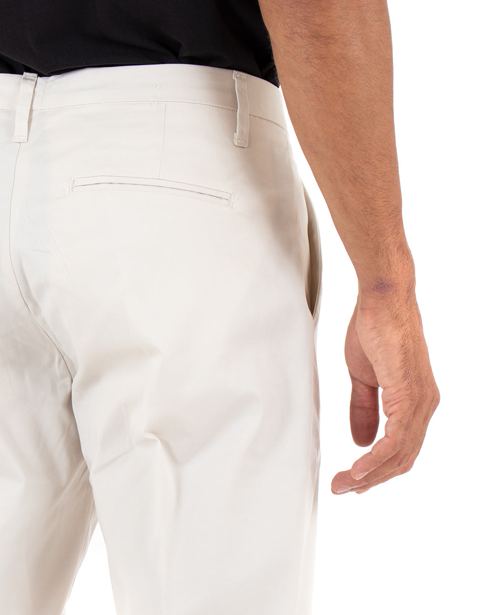 Pantaloni Uomo Tasca America Con Pinces Classico Cotone Tinta Unita Panna GIOSAL-P3908A