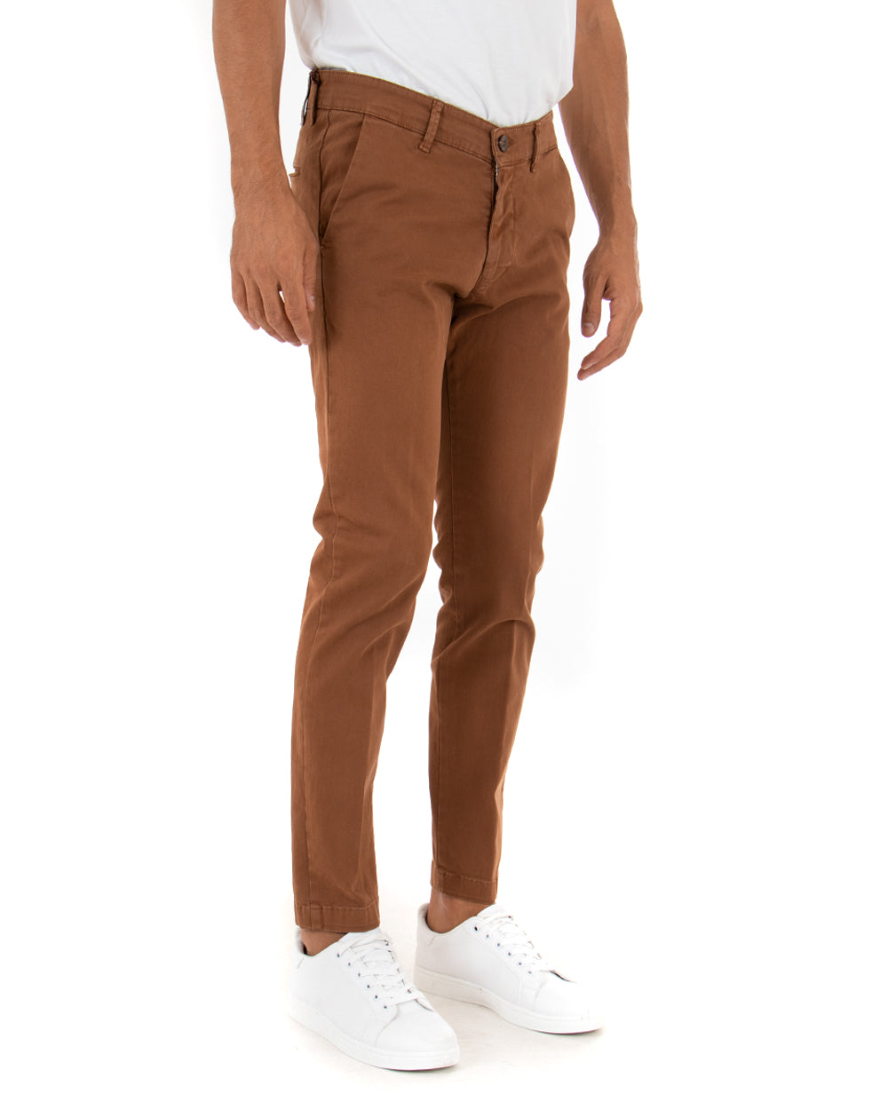 Pantaloni Uomo Tasca America Lungo Classico Slim Tabacco GIOSAL-P5402A