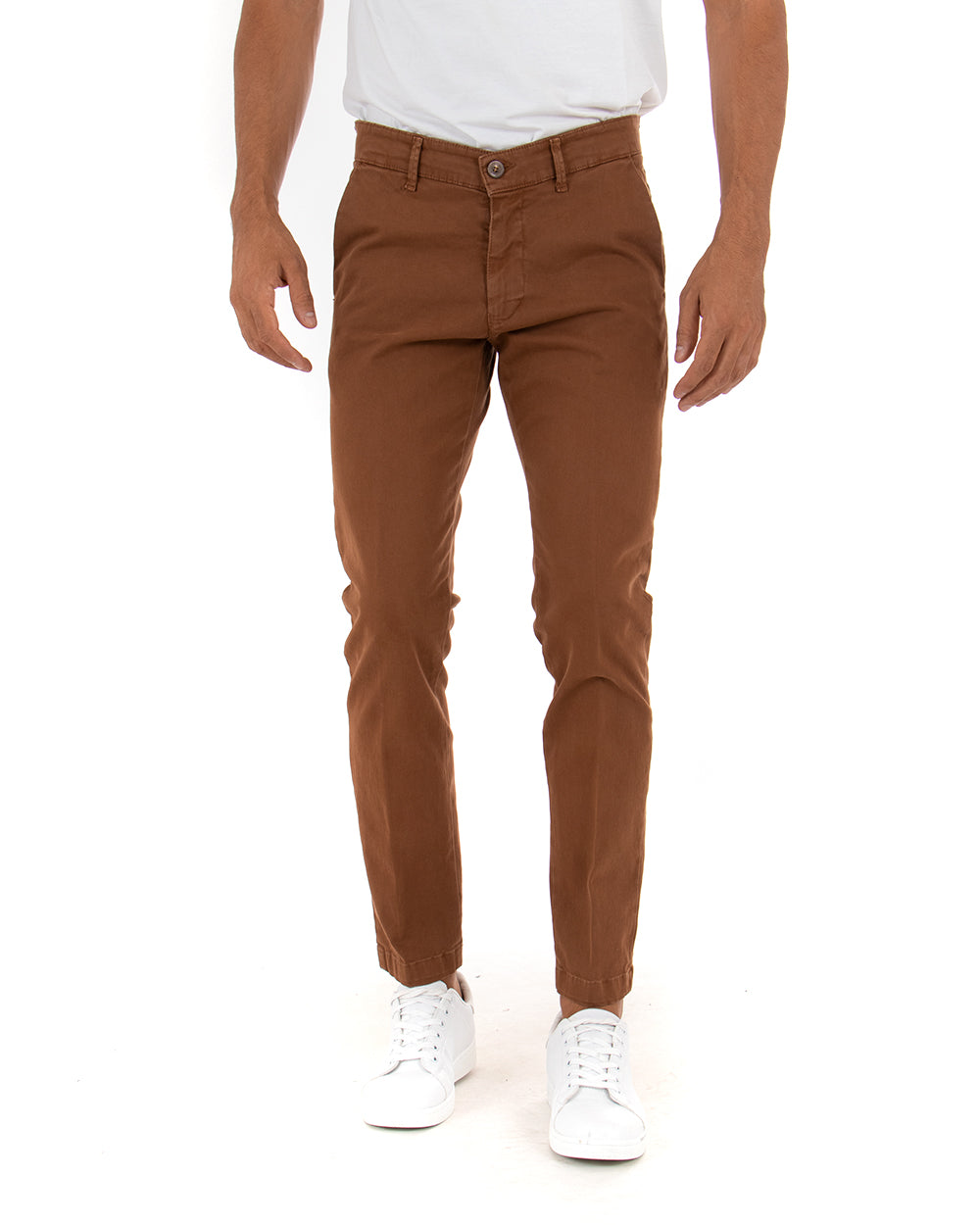 Pantaloni Uomo Tasca America Lungo Classico Slim Tabacco GIOSAL-P5402A