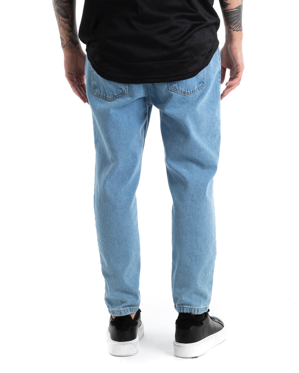 Pantaloni Jeans Uomo Loose Fit Denim Con Stampa Pantalaccio Casual GIOSAL-P5283A