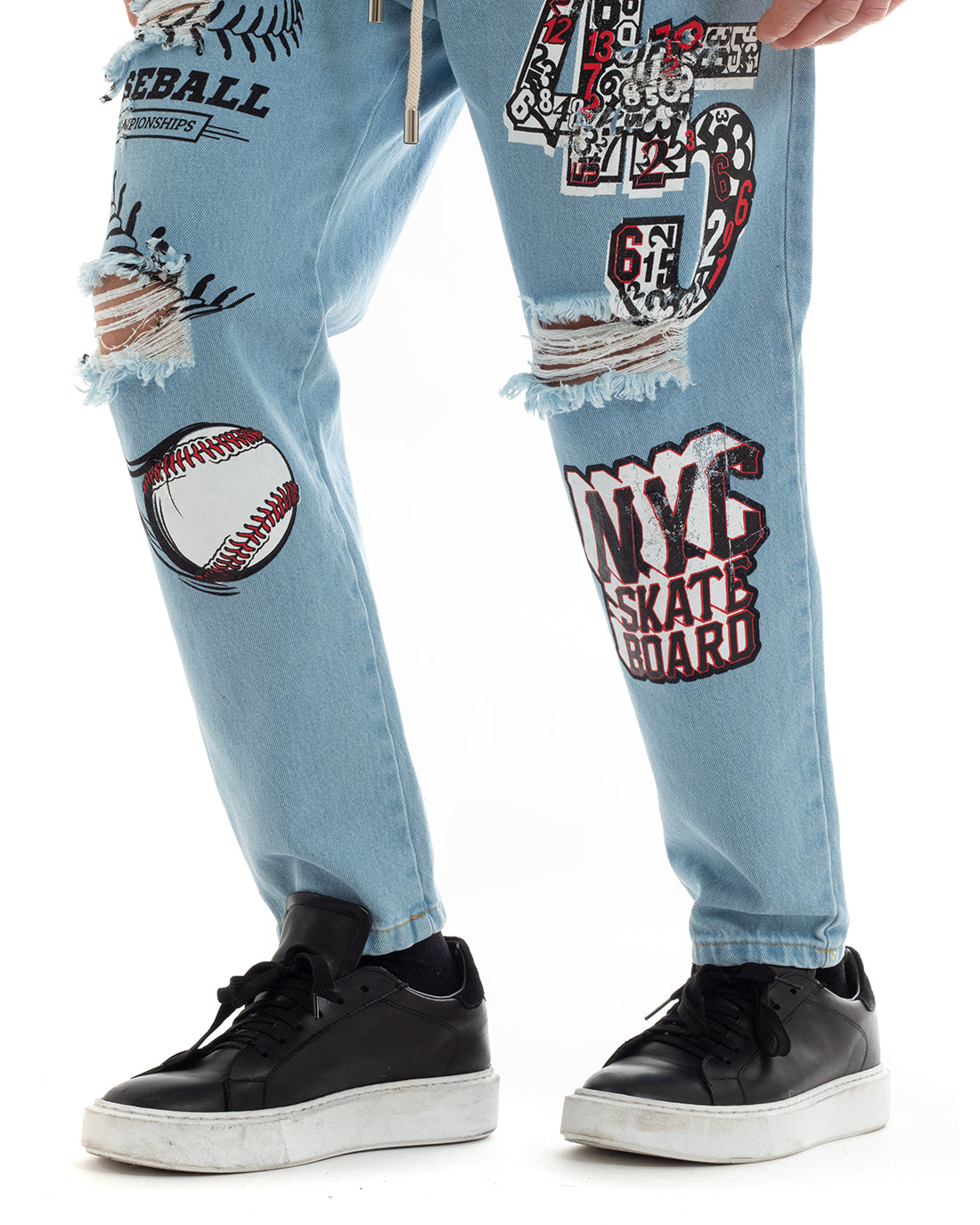 Pantaloni Jeans Uomo Regular Fit Pantalaccio Denim Con Stampa Casual GIOSAL-P5676A
