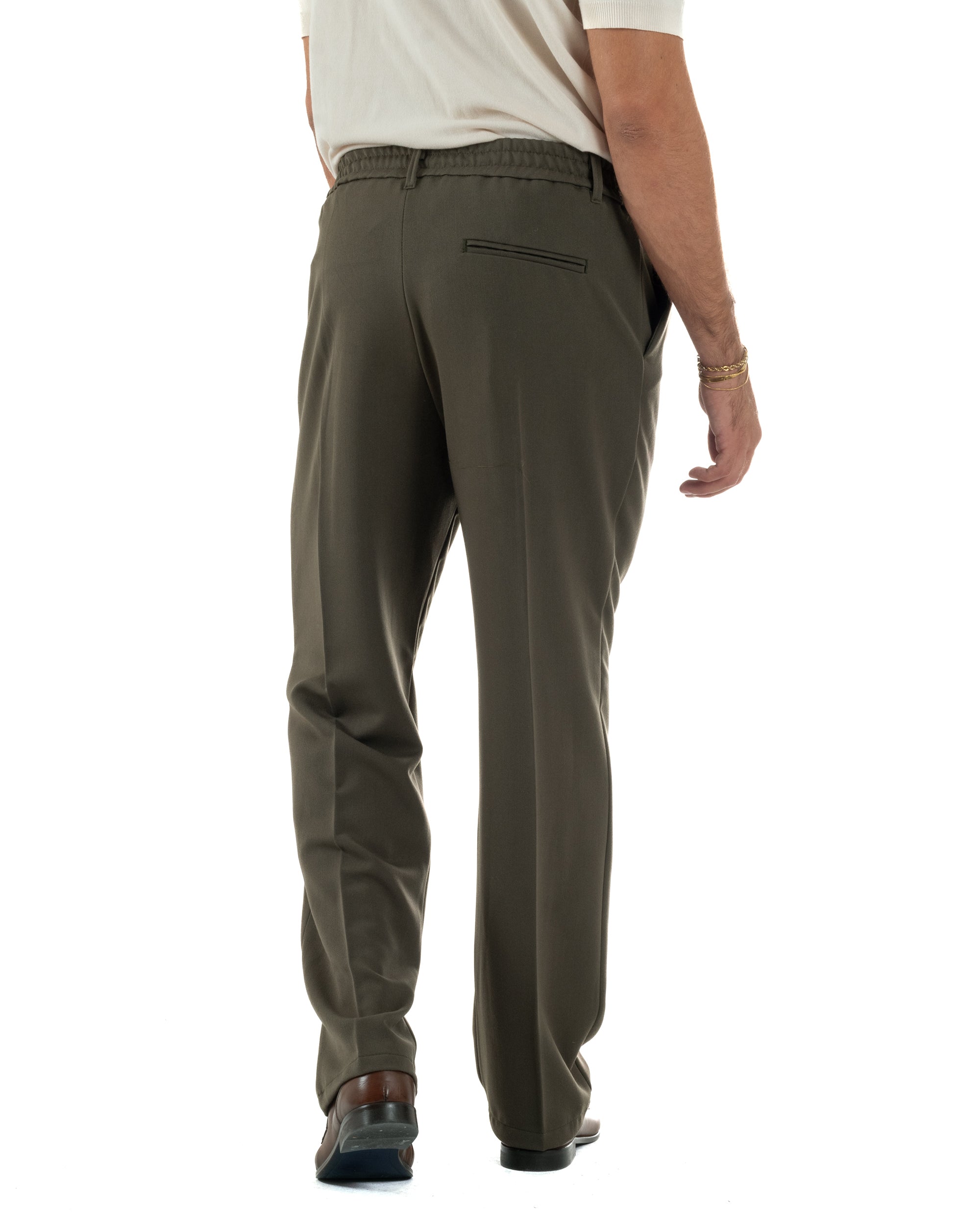 Pantaloni Viscosa Uomo Baggy Fondo Ampio Verde P5918A
