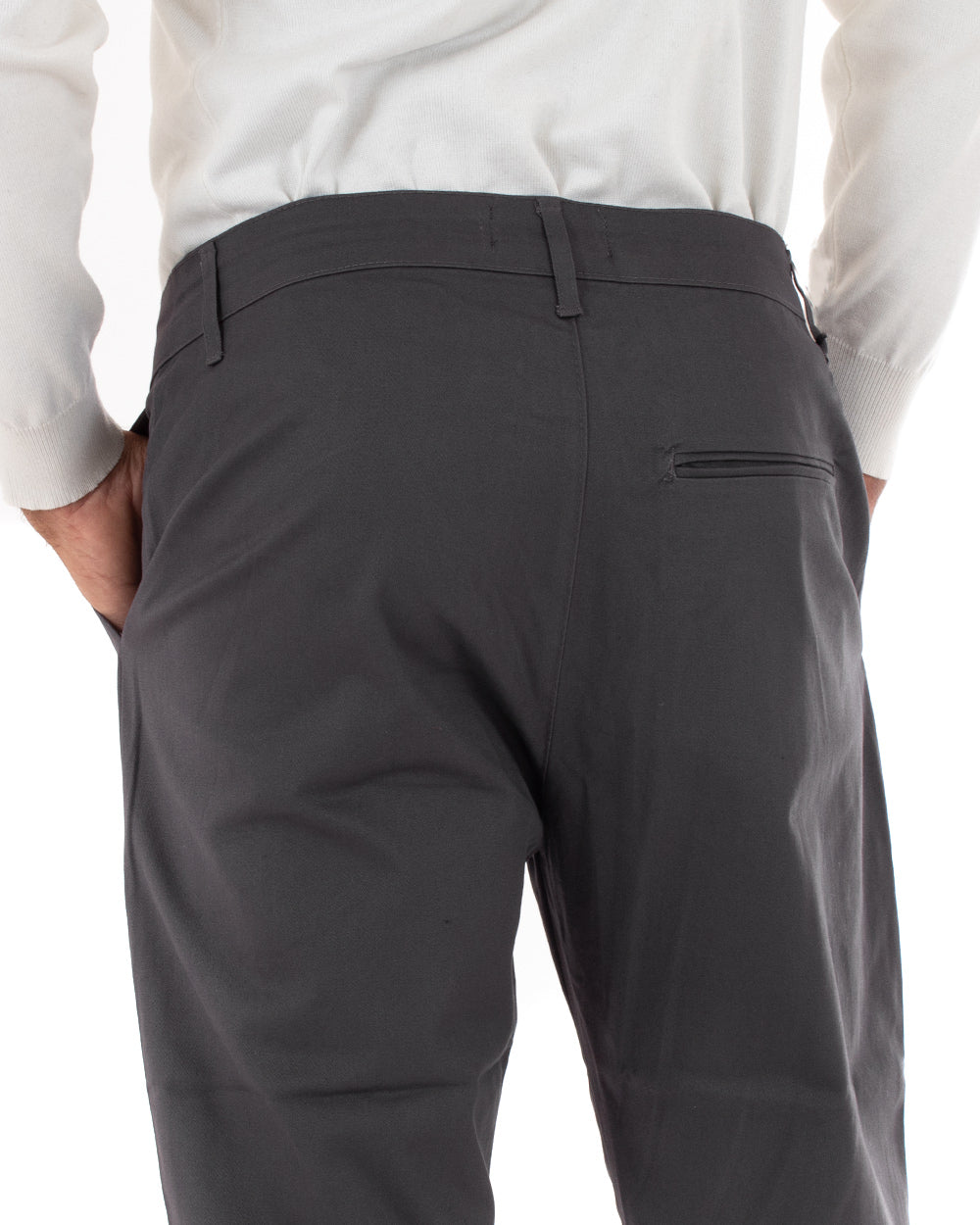 Pantaloni Uomo Abbottonatura Allungata Cotone Capri Tinta Unita Grigio Casual GIOSAL-P5939A