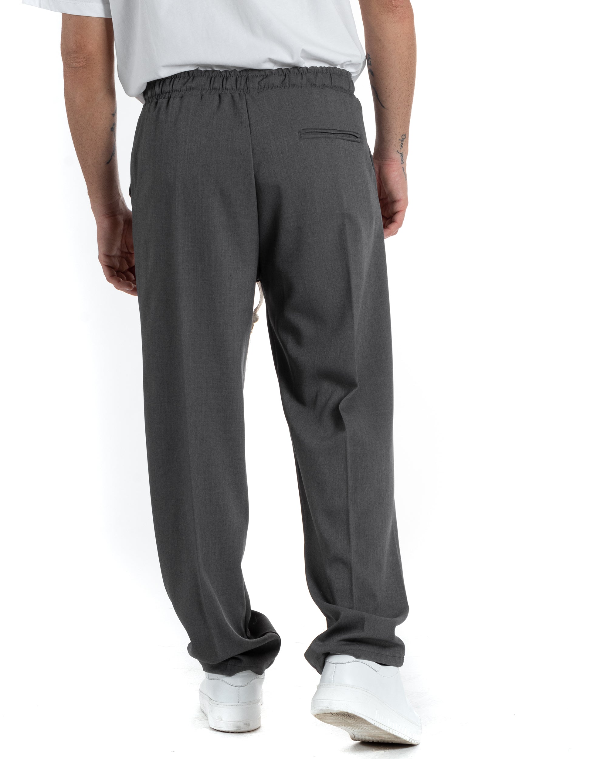 Pantaloni Uomo Pantalaccio Morbido Viscosa Baggy Grigio Coulisse Fondo Largo GIOSAL-P5993A