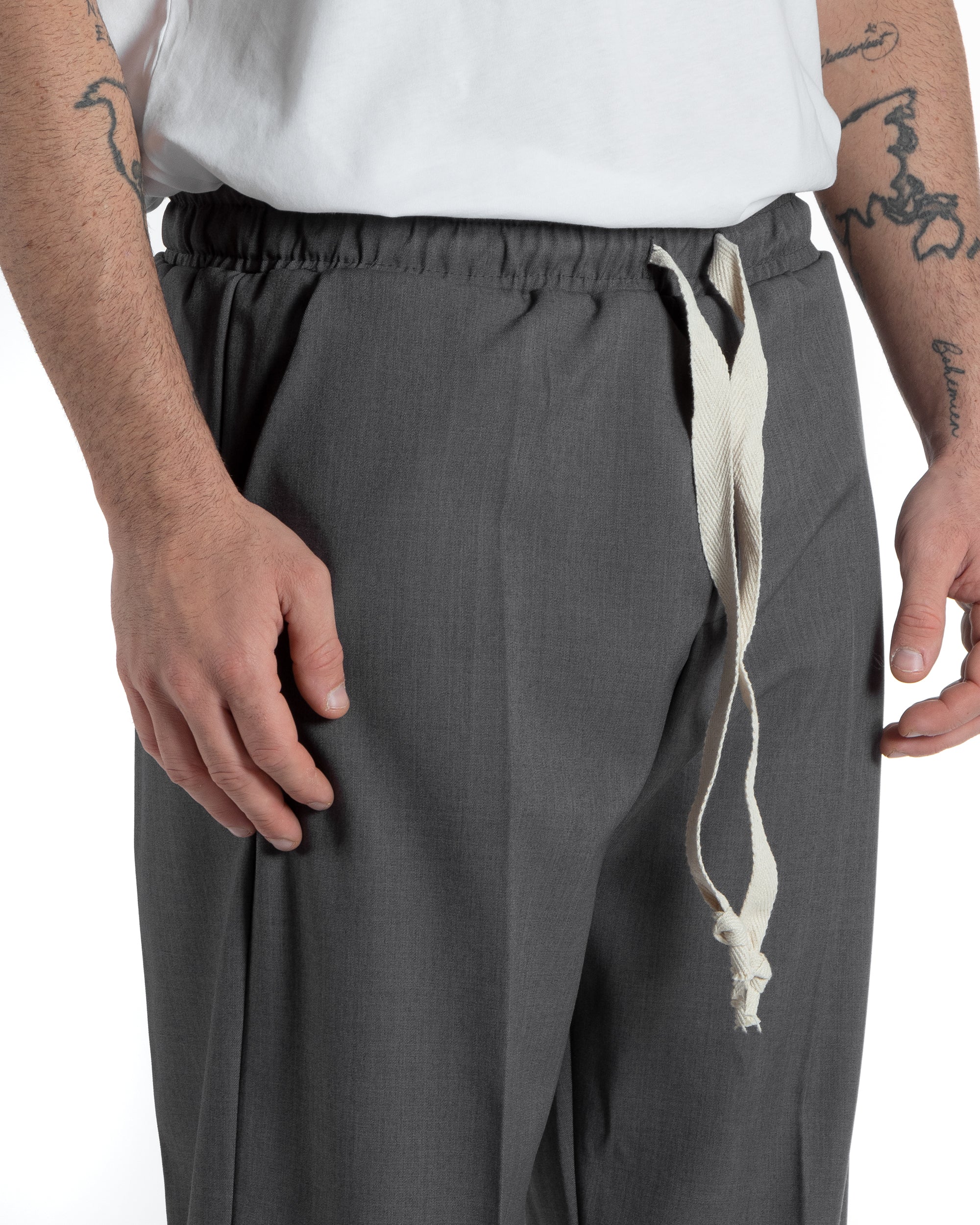 Pantaloni Uomo Pantalaccio Morbido Viscosa Baggy Grigio Coulisse Fondo Largo GIOSAL-P5993A