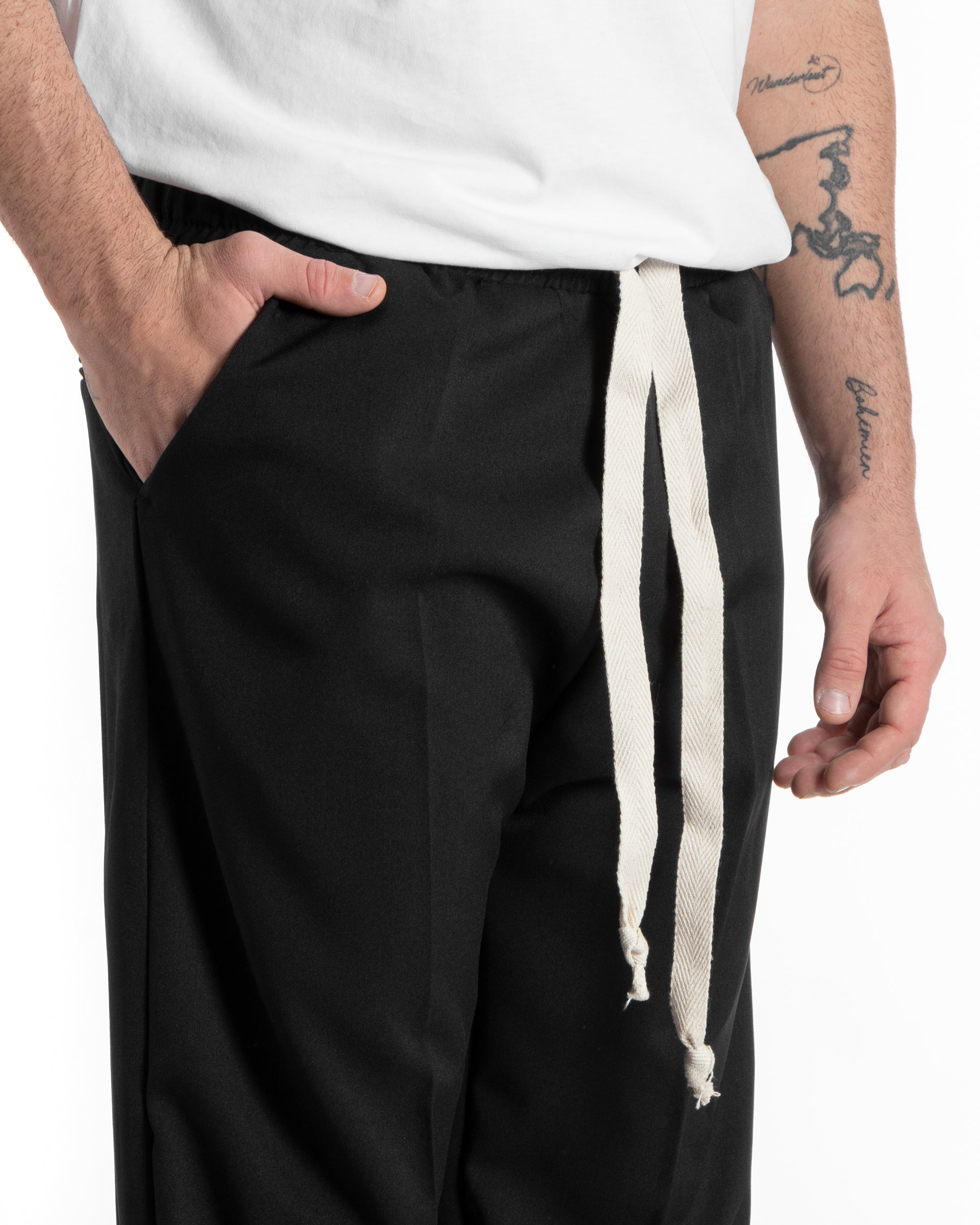 Pantaloni Uomo Pantalaccio Morbido Viscosa Baggy Nero Coulisse Fondo Largo GIOSAL-P5994A