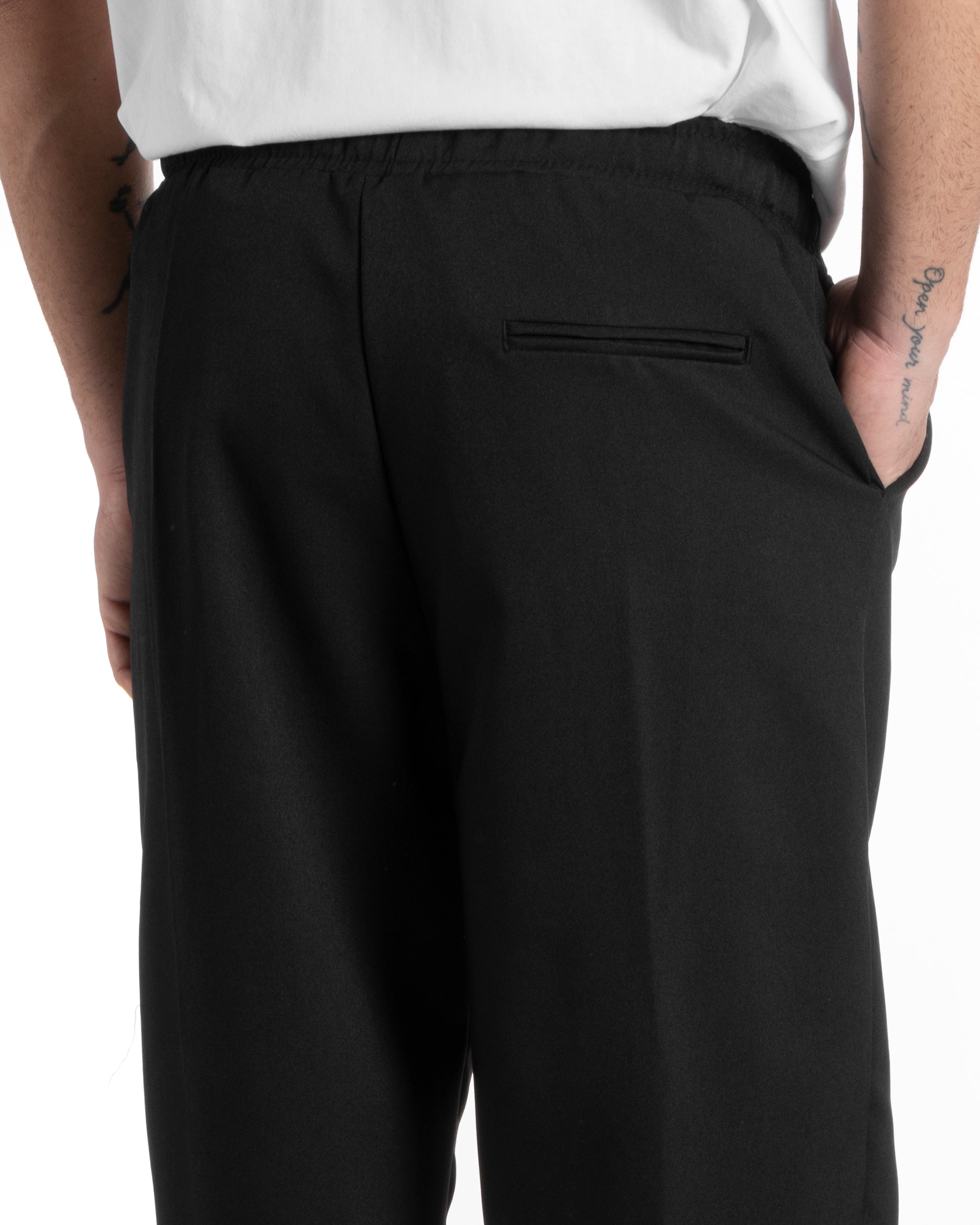 Pantaloni Uomo Pantalaccio Morbido Viscosa Baggy Nero Coulisse Fondo Largo GIOSAL-P5994A