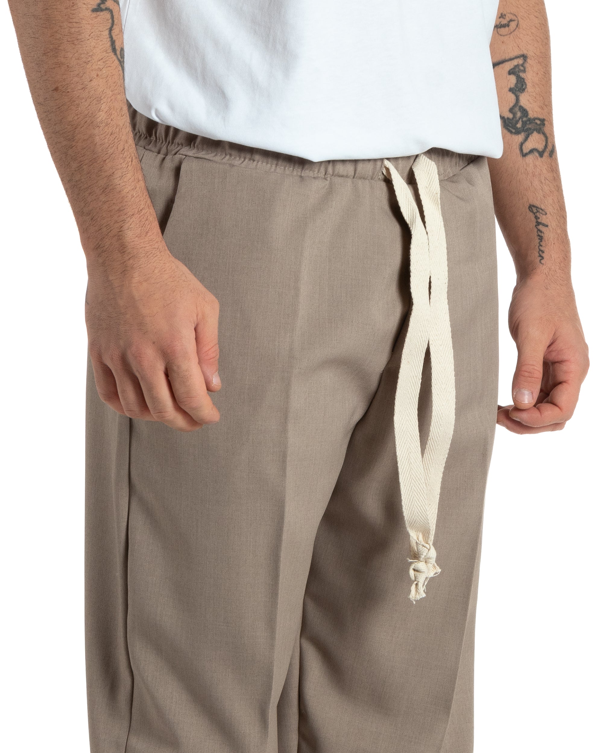 Pantaloni Uomo Pantalaccio Morbido Viscosa Baggy Beige Coulisse Fondo Largo GIOSAL-P5995A
