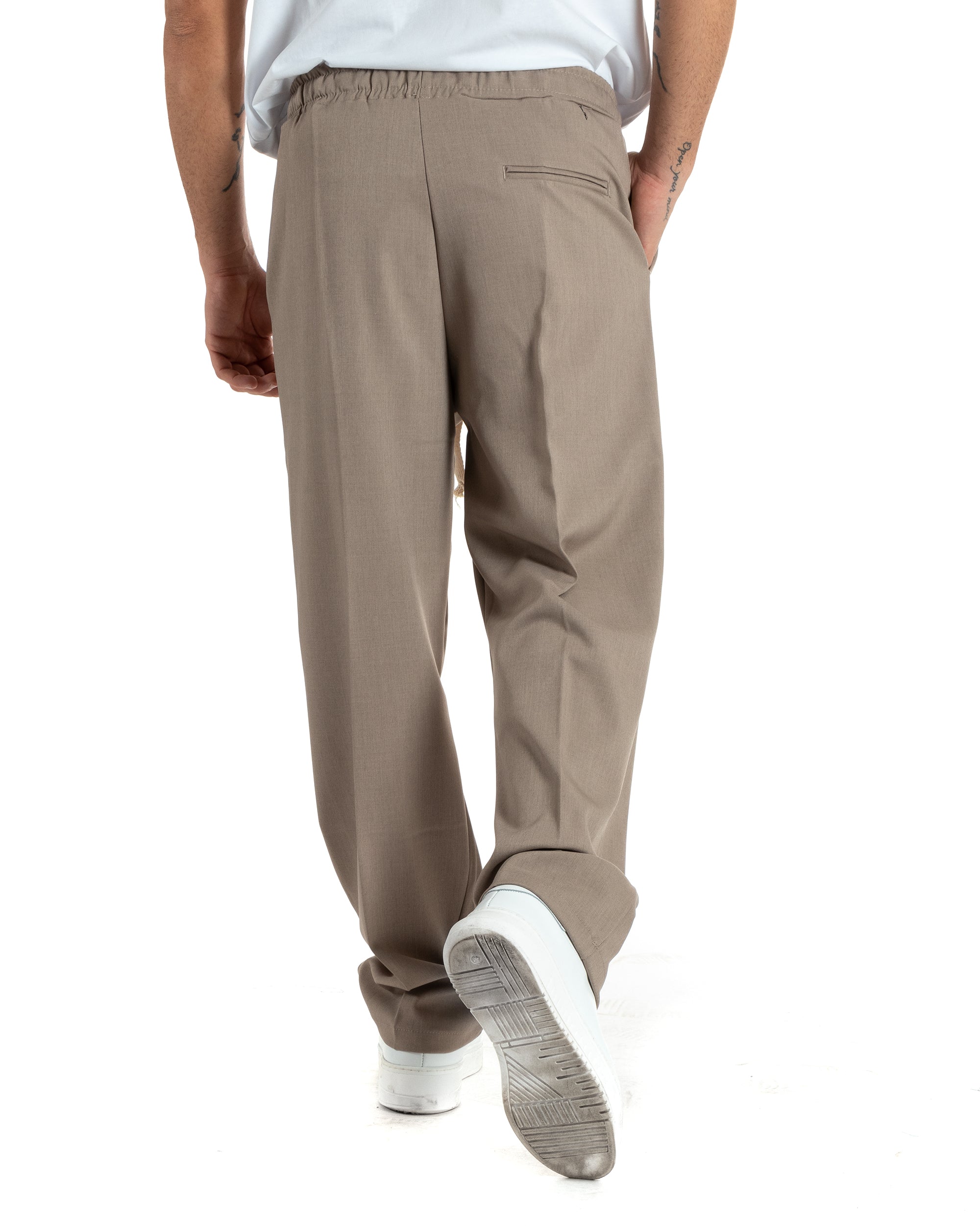 Pantaloni Uomo Pantalaccio Morbido Viscosa Baggy Beige Coulisse Fondo Largo GIOSAL-P5995A