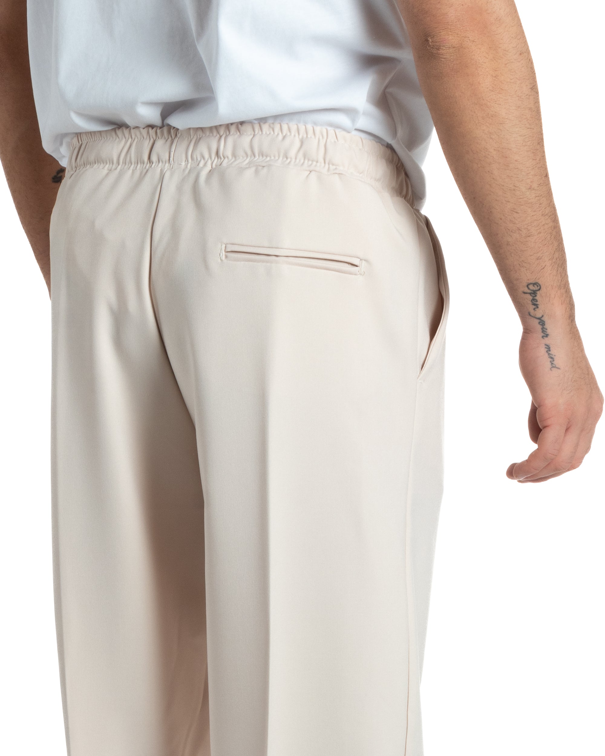 Pantaloni Uomo Pantalaccio Morbido Viscosa Baggy Panna Coulisse Fondo Largo GIOSAL-P5996A