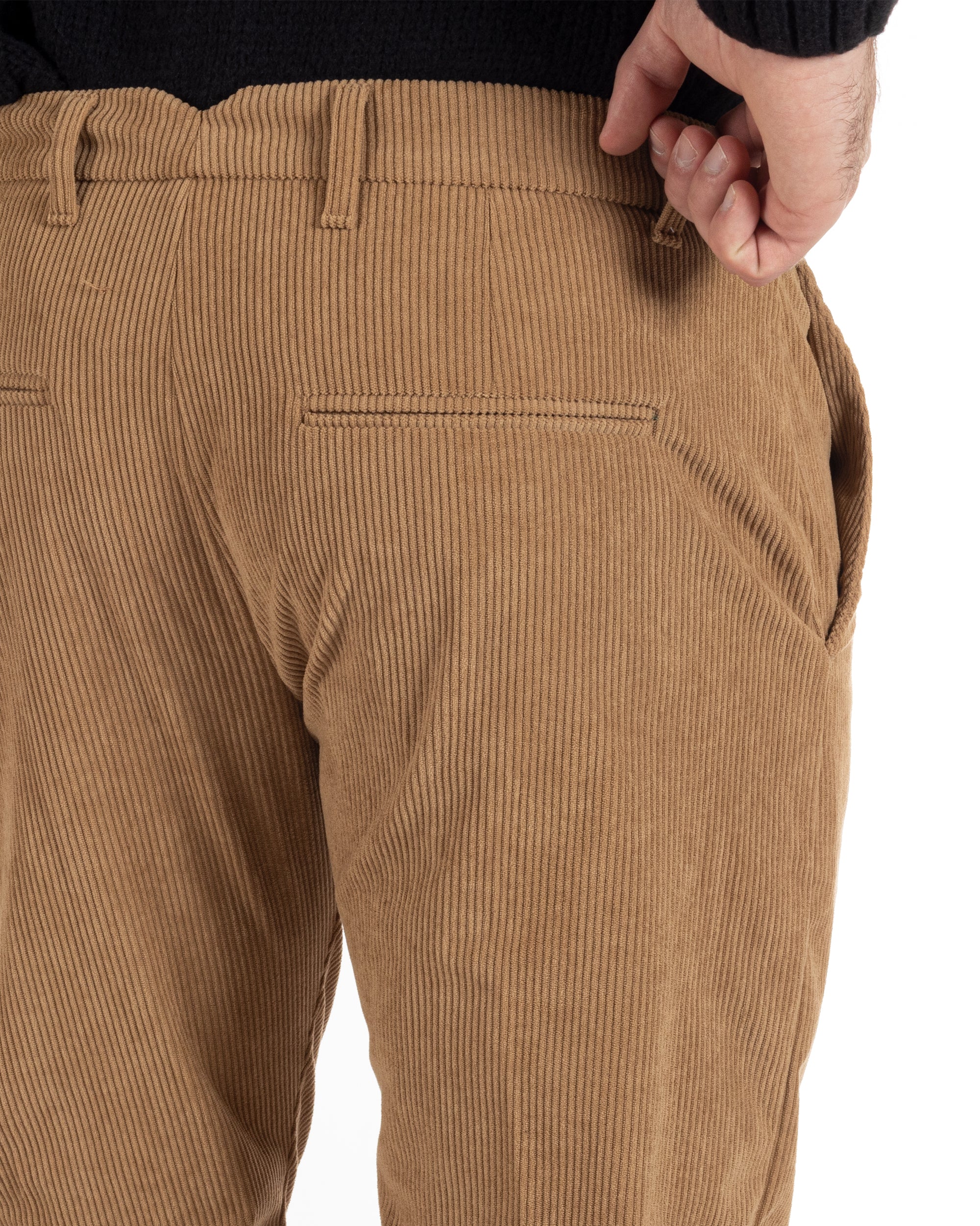 Pantaloni Uomo Tasca America Classico Velluto Costine Camel Casual GIOSAL-P6001A