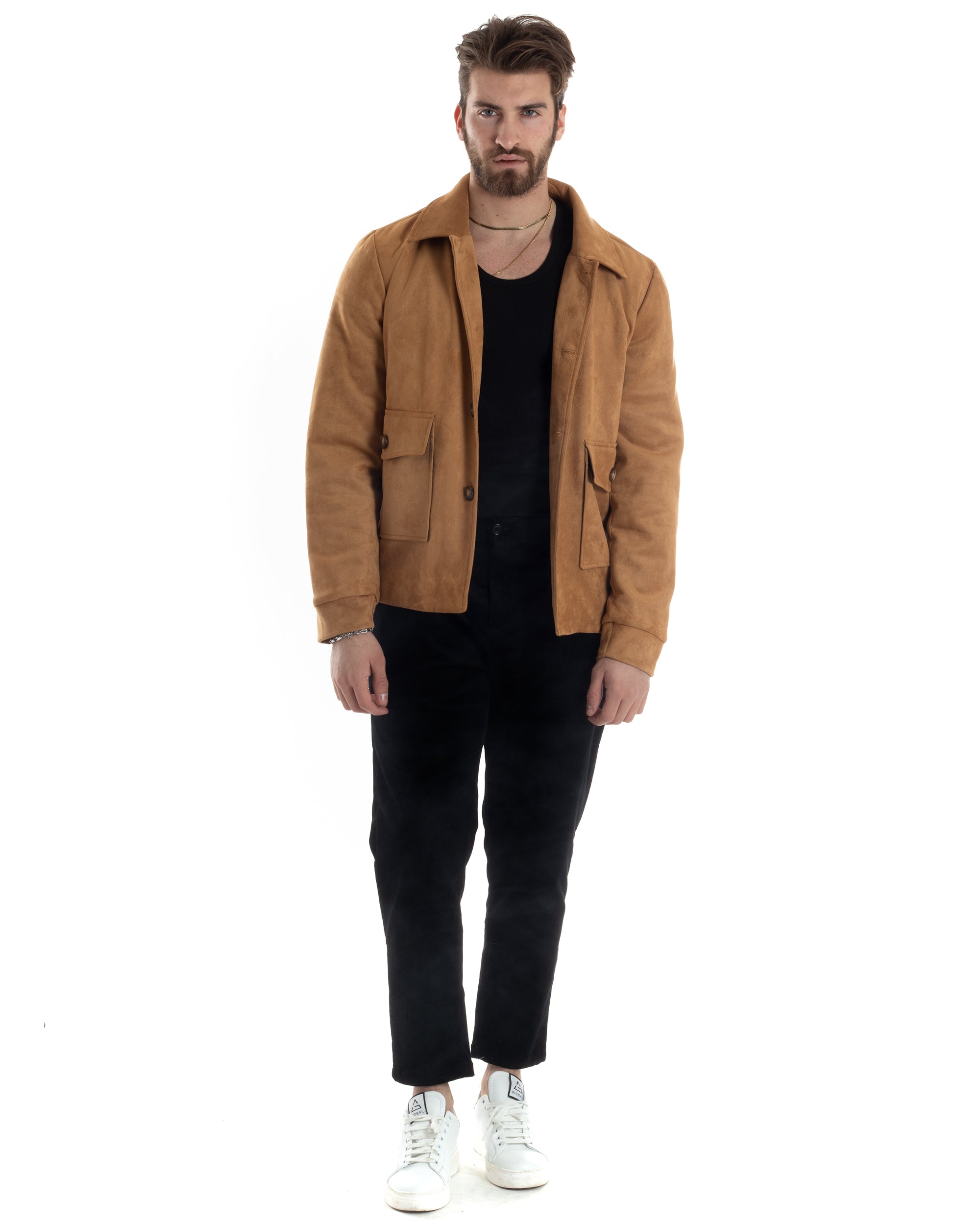 Pantaloni Uomo Tasca America Con Pinces Classico Velluto Costine Nero Casual GIOSAL-P6032A
