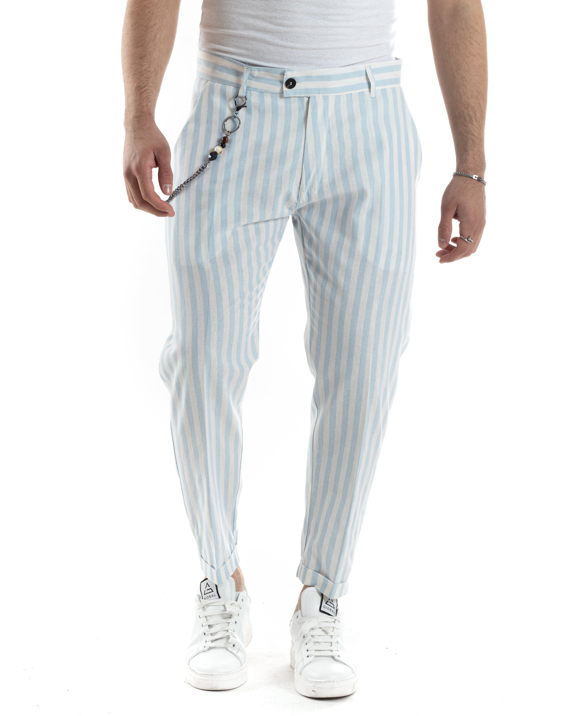 Lino Pantalone A Righe Bianche E Nere Pantaloni Eleganti Pantaloni