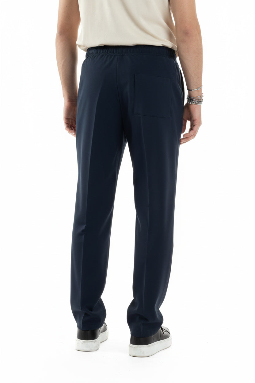 Pantaloni Uomo Pantalaccio Morbido Viscosa Baggy Fondo Largo Blu P6091A