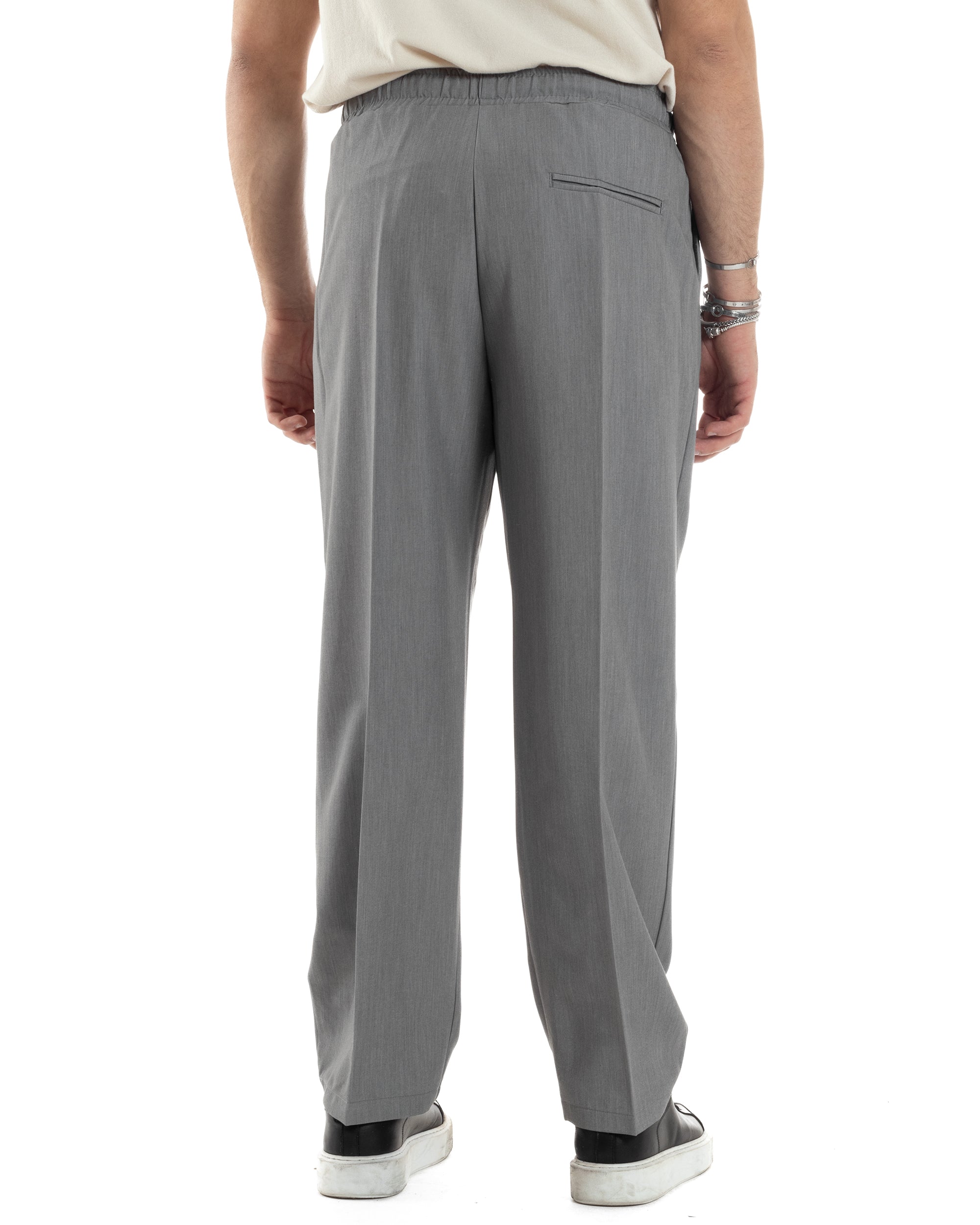 Pantaloni Uomo Pantalaccio Morbido Viscosa Baggy Grigio Coulisse Fondo Largo GIOSAL-P6092A