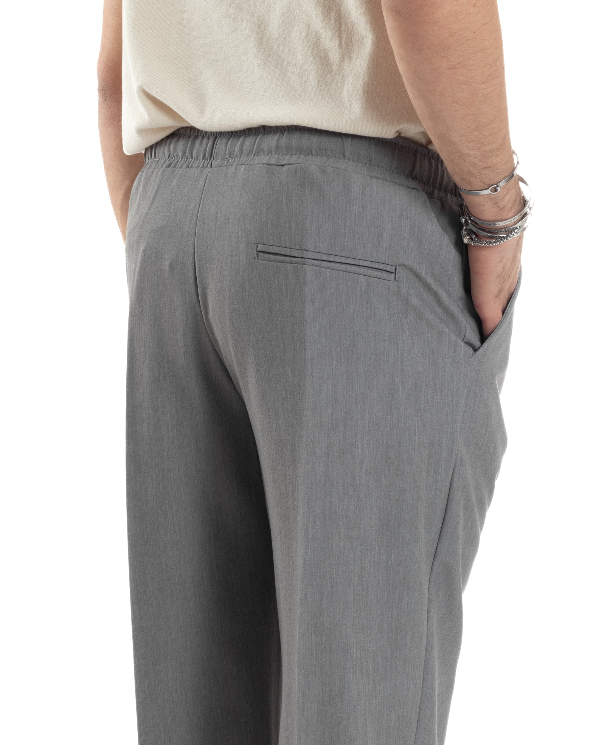 Pantaloni Uomo Pantalaccio Morbido Viscosa Baggy Coulisse Fondo Largo Grigio GIOSAL-P6092A