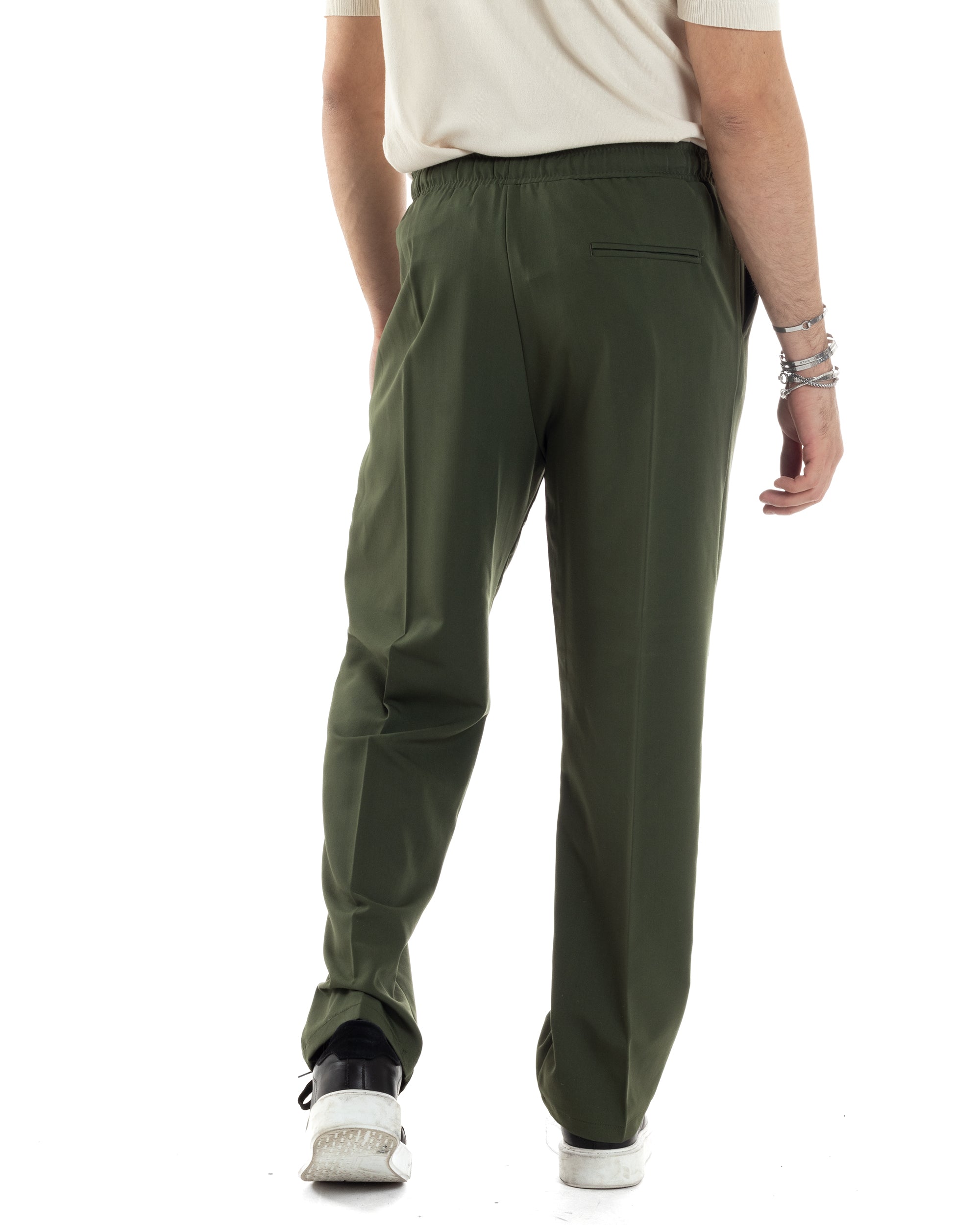 Pantaloni Uomo Pantalaccio Morbido Viscosa Baggy Coulisse Fondo Largo Verde GIOSAL-P6093A
