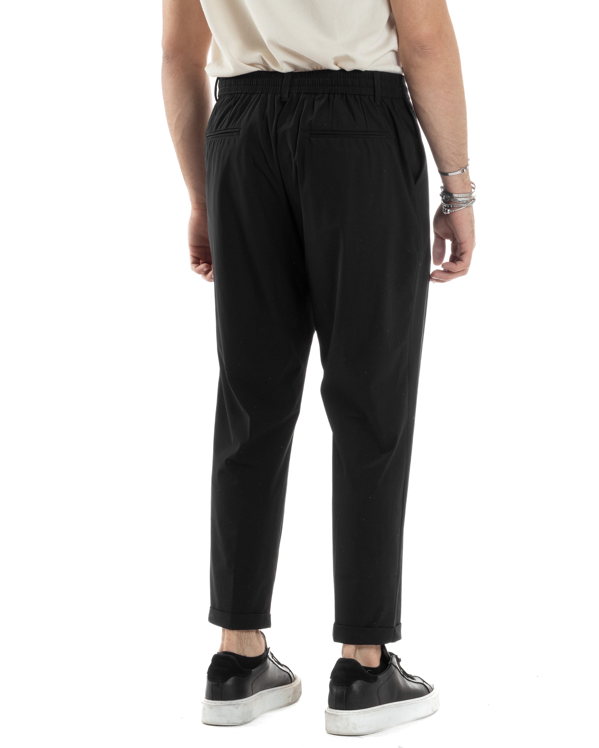 Pantaloni Uomo Con Tasca America Classico Tessuto Tecnico No Stiro Antipioggia Casual Nero GIOSAL-P6101A