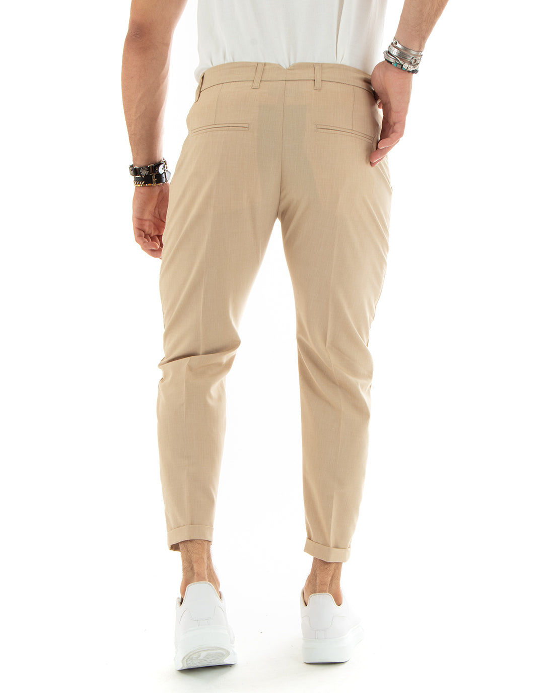 Pantaloni Uomo Tasca America Chinos Lungo Classico Slim Casual Tinta Unita Camel GIOSAL-P6222A
