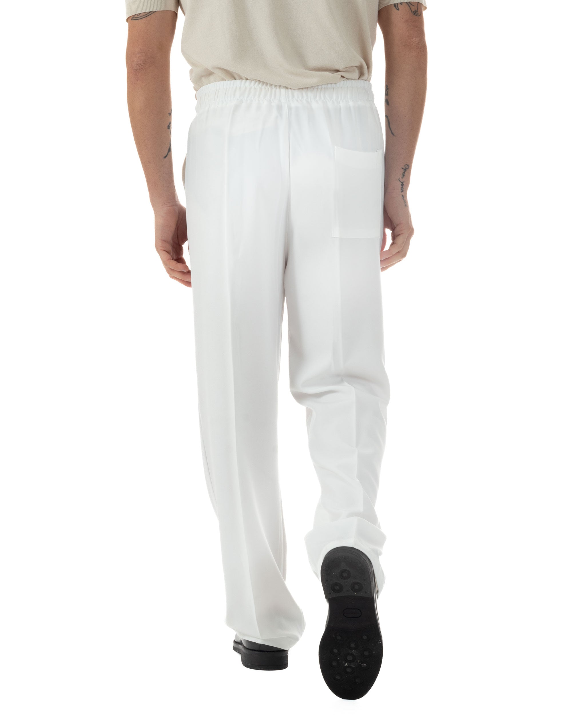 Pantaloni Uomo Pantalaccio Morbido Viscosa Baggy Coulisse Fondo Largo Bianco GIOSAL-P6223A