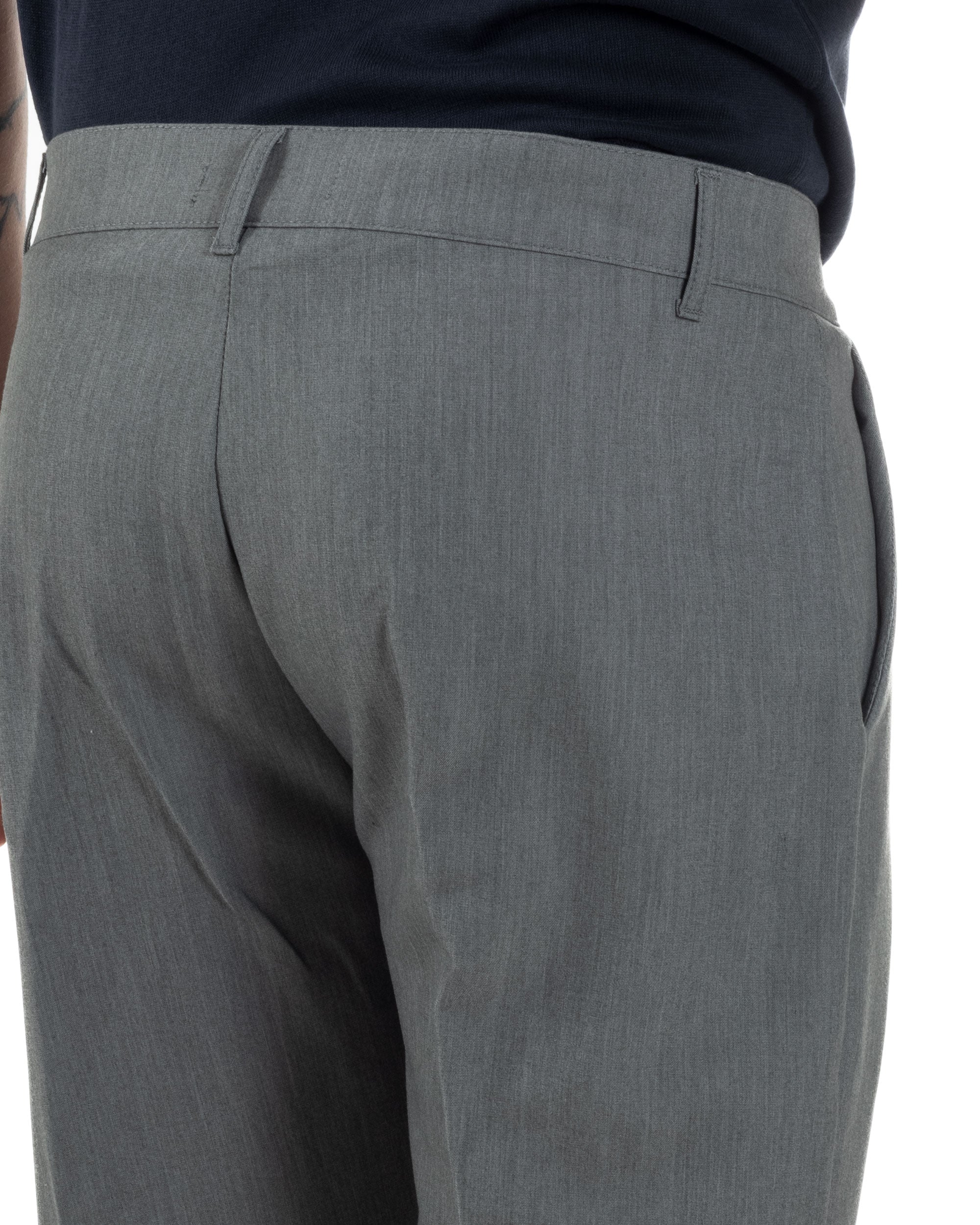 Pantaloni Uomo Viscosa Capri Casual Classico Tasche America Pinces Grigio GIOSAL-P6224A