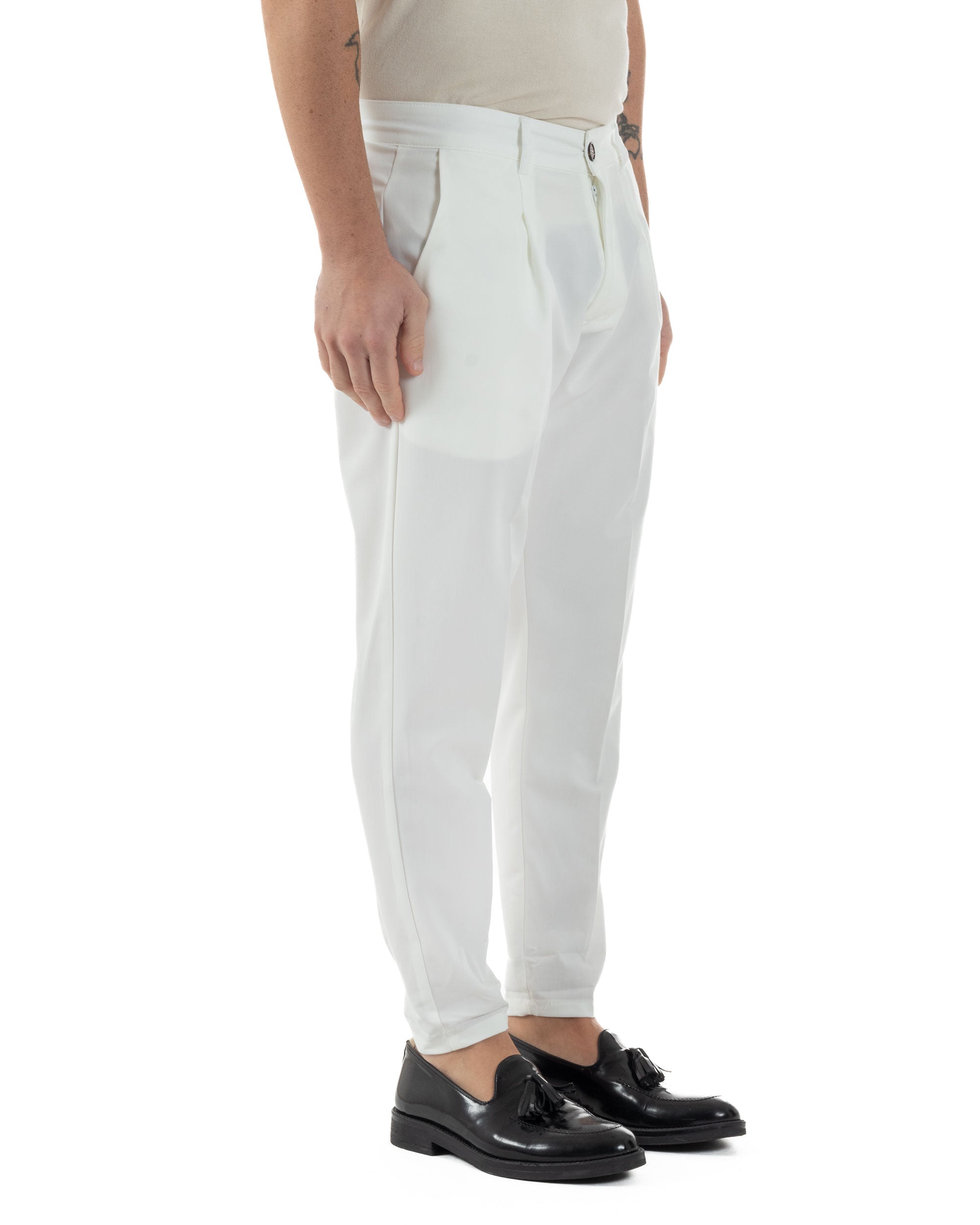 Men's Viscose Capri Pants Casual Classic With America Pocket With Pleats Regular Fit Solid Color Green GIOSAL-P5949A