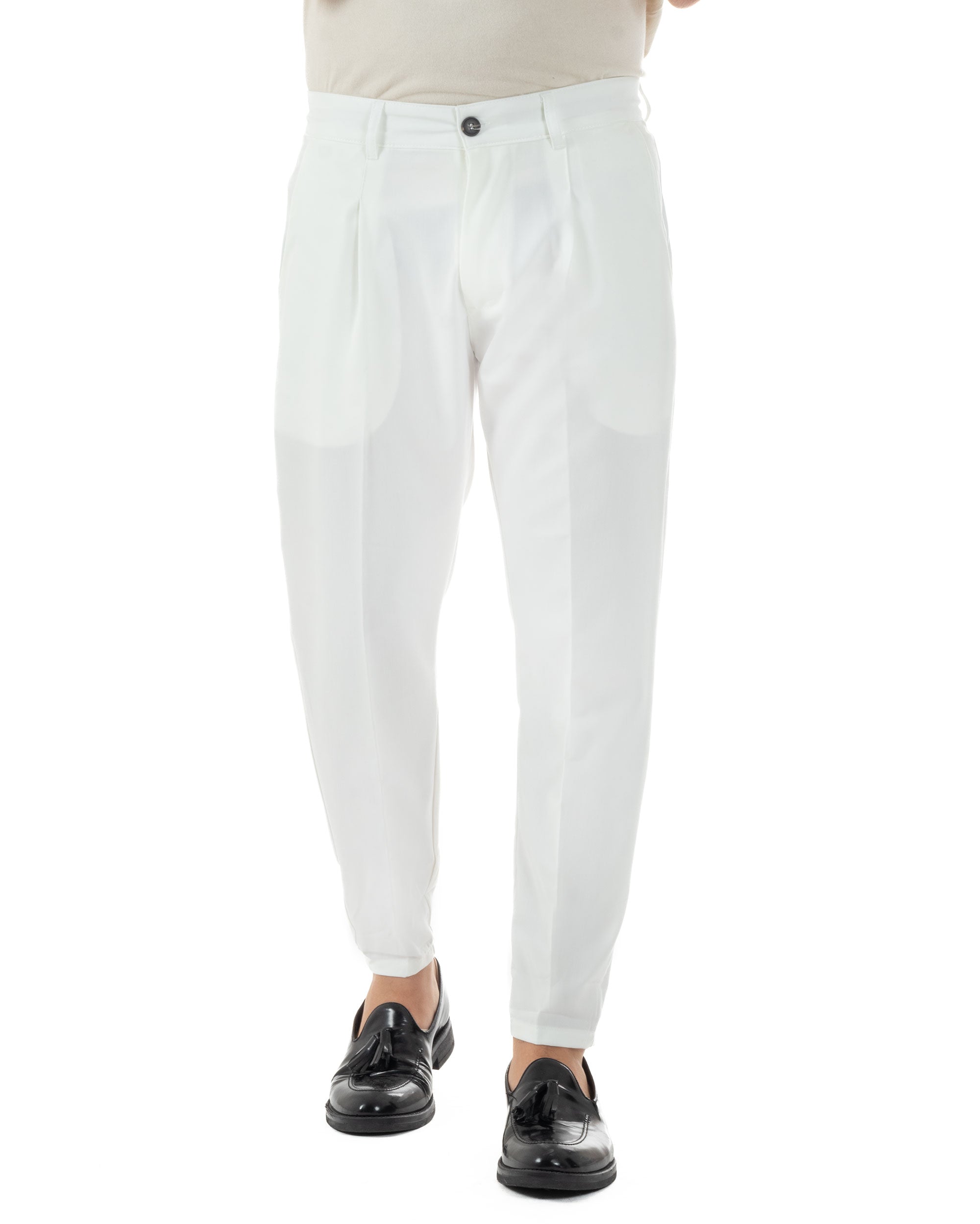 Men's Viscose Capri Pants Casual Classic With America Pocket With Pleats Regular Fit Solid Color Green GIOSAL-P5949A