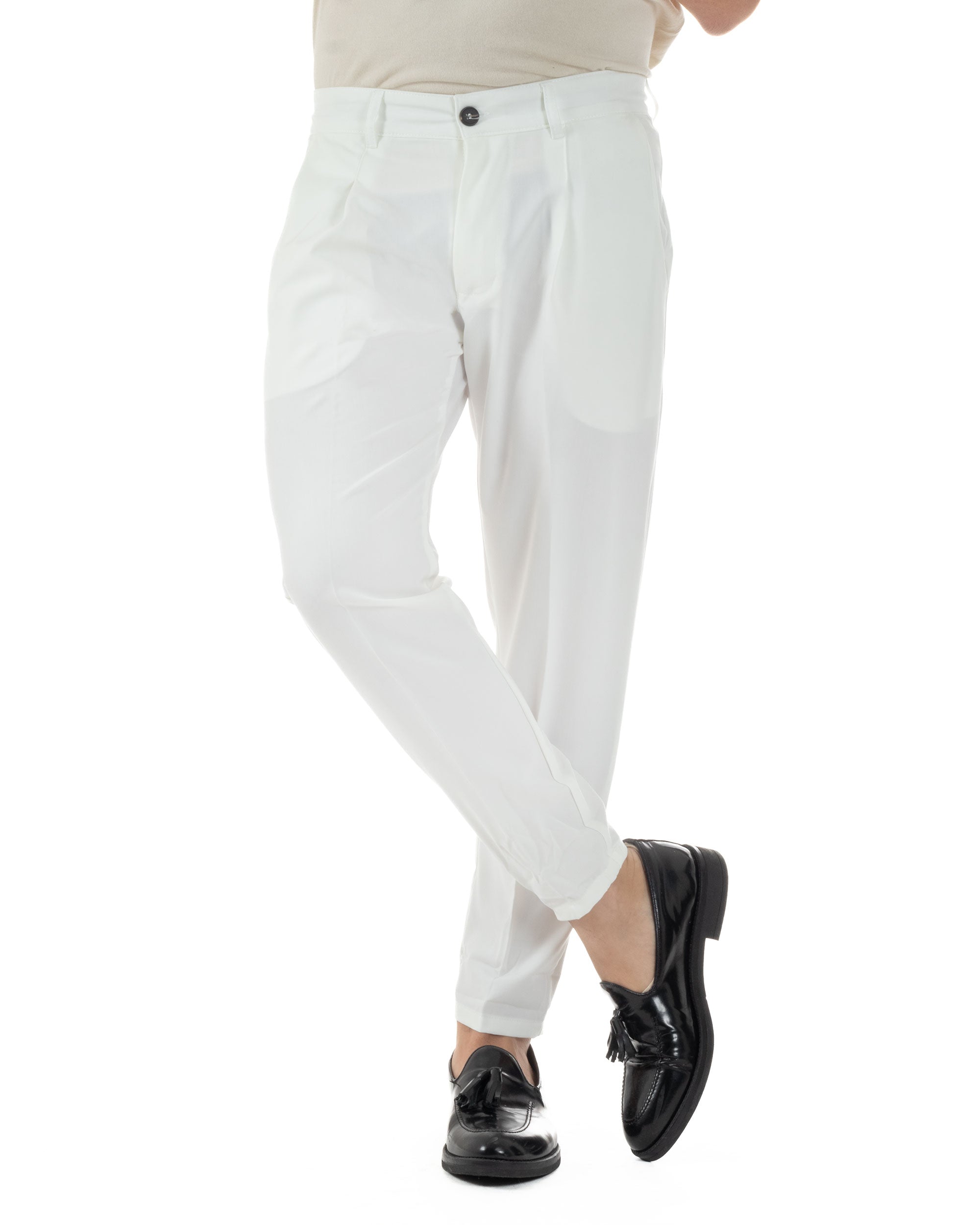 Men's Viscose Capri Pants Casual Classic With America Pocket With Pleats Regular Fit Solid Color Green GIOSAL-P5949A