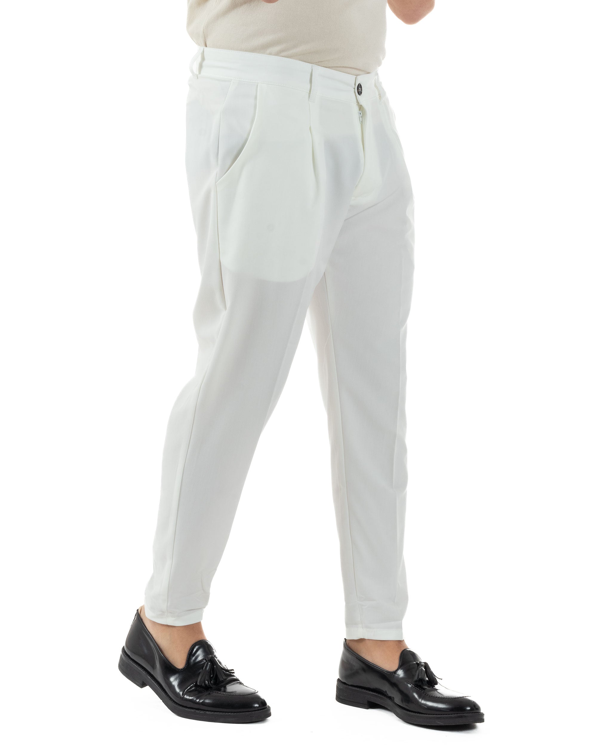 Men's Viscose Capri Pants Casual Classic With America Pocket With Pleats Regular Fit Solid Color Green GIOSAL-P5949A