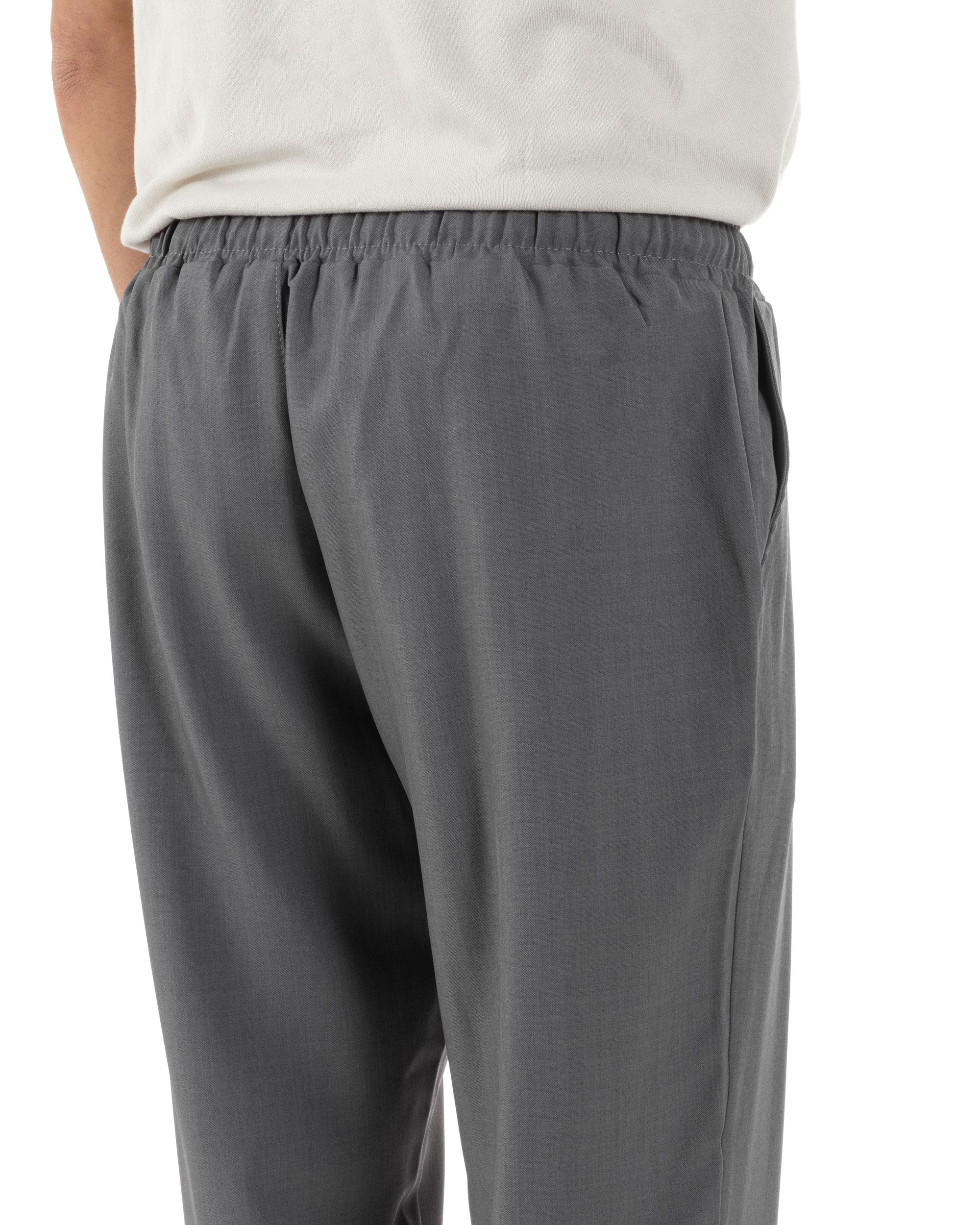 Pantaloni Uomo Pantalaccio Viscosa Morbido Regular Fit Coulisse Elastico Casual Tinta Unita Grigio GIOSAL-P6244A