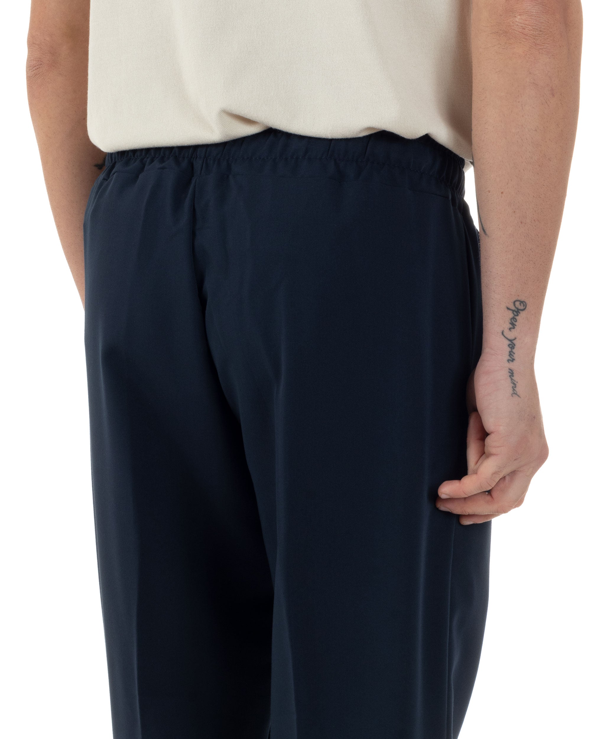 Pantaloni Uomo Pantalaccio Viscosa Morbido Regular Fit Coulisse Elastico Casual Tinta Unita Blu GIOSAL-P6245A