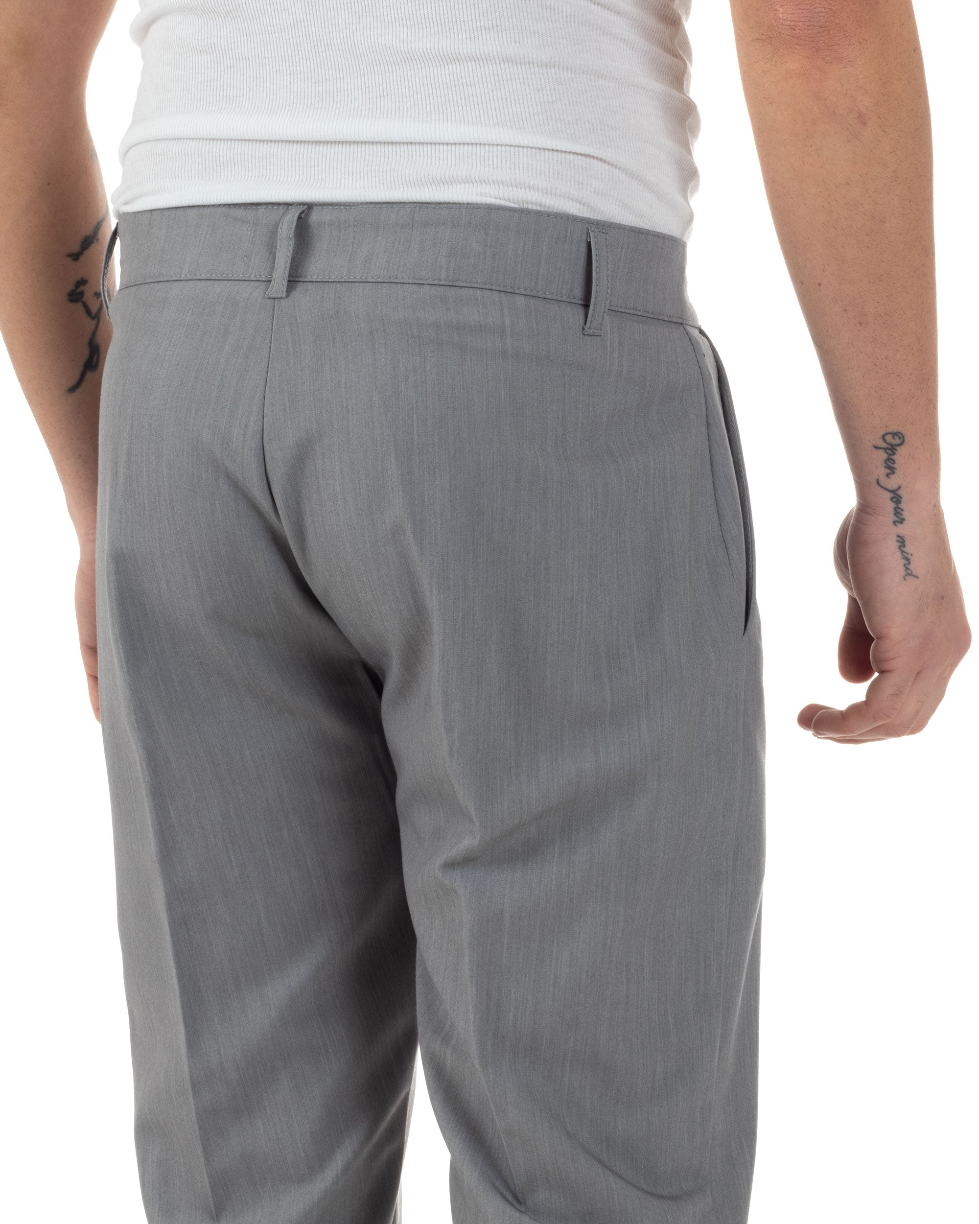 Pantaloni Uomo Viscosa Tasca America Classico Abbottonatura Allungata Casual Grigio GIOSAL-P6250A