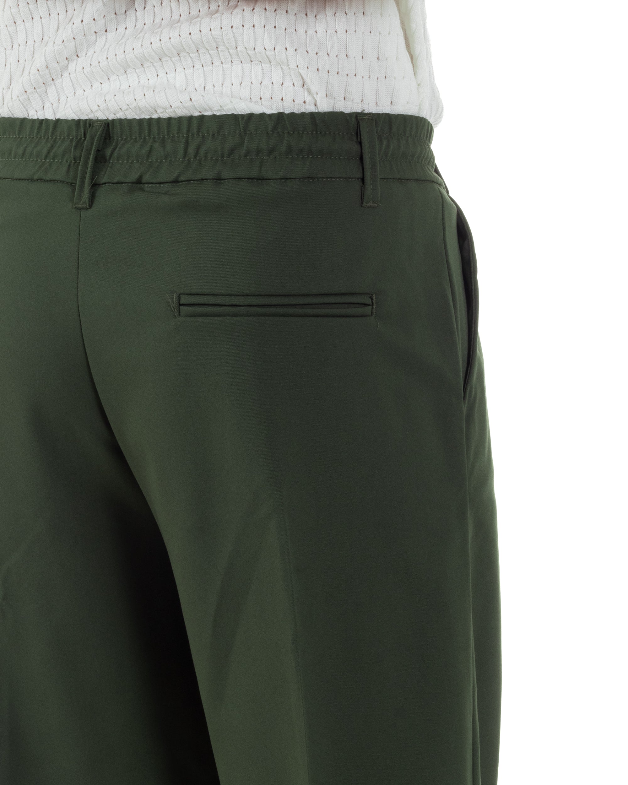 Pantaloni uomo viscosa baggy fondo ampio elastico sul retro abbottonatura allungata verde GIOSAL-P6256A