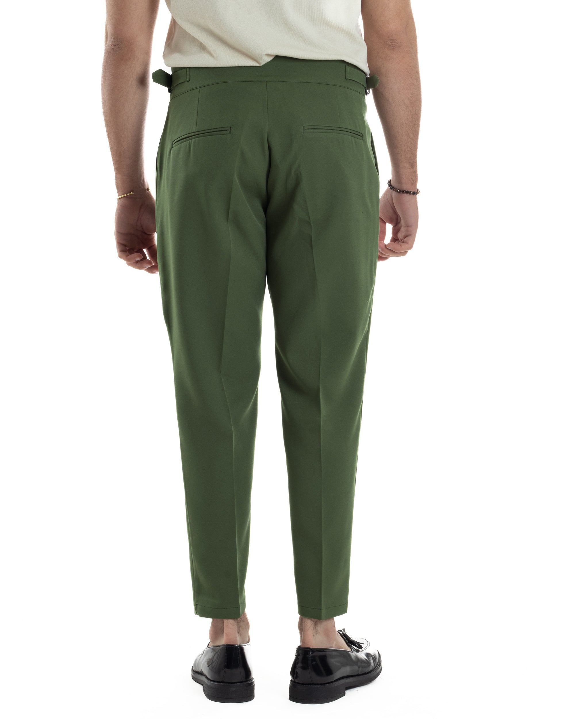 Men's Classic Pants With Pleats High Waist Gurkha Pants Elongated Button Buckles Casual Black GIOSAL-P6114A