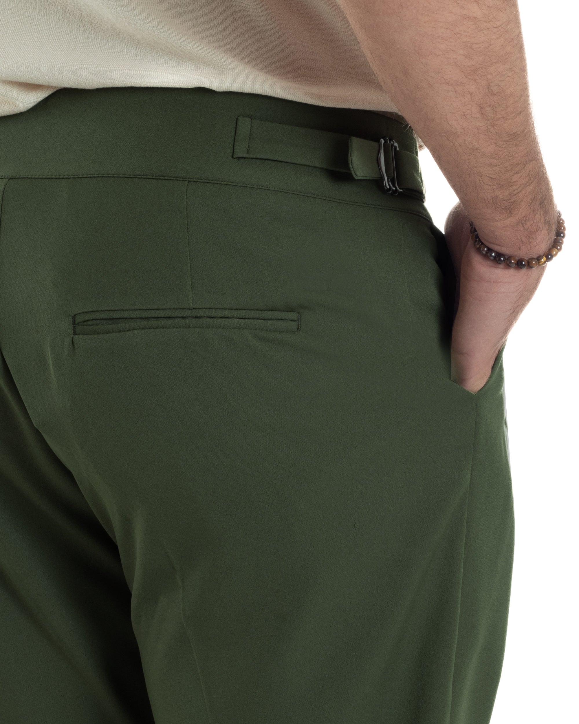 Men's Classic Pants With Pleats High Waist Gurkha Pants Elongated Button Buckles Casual Black GIOSAL-P6114A