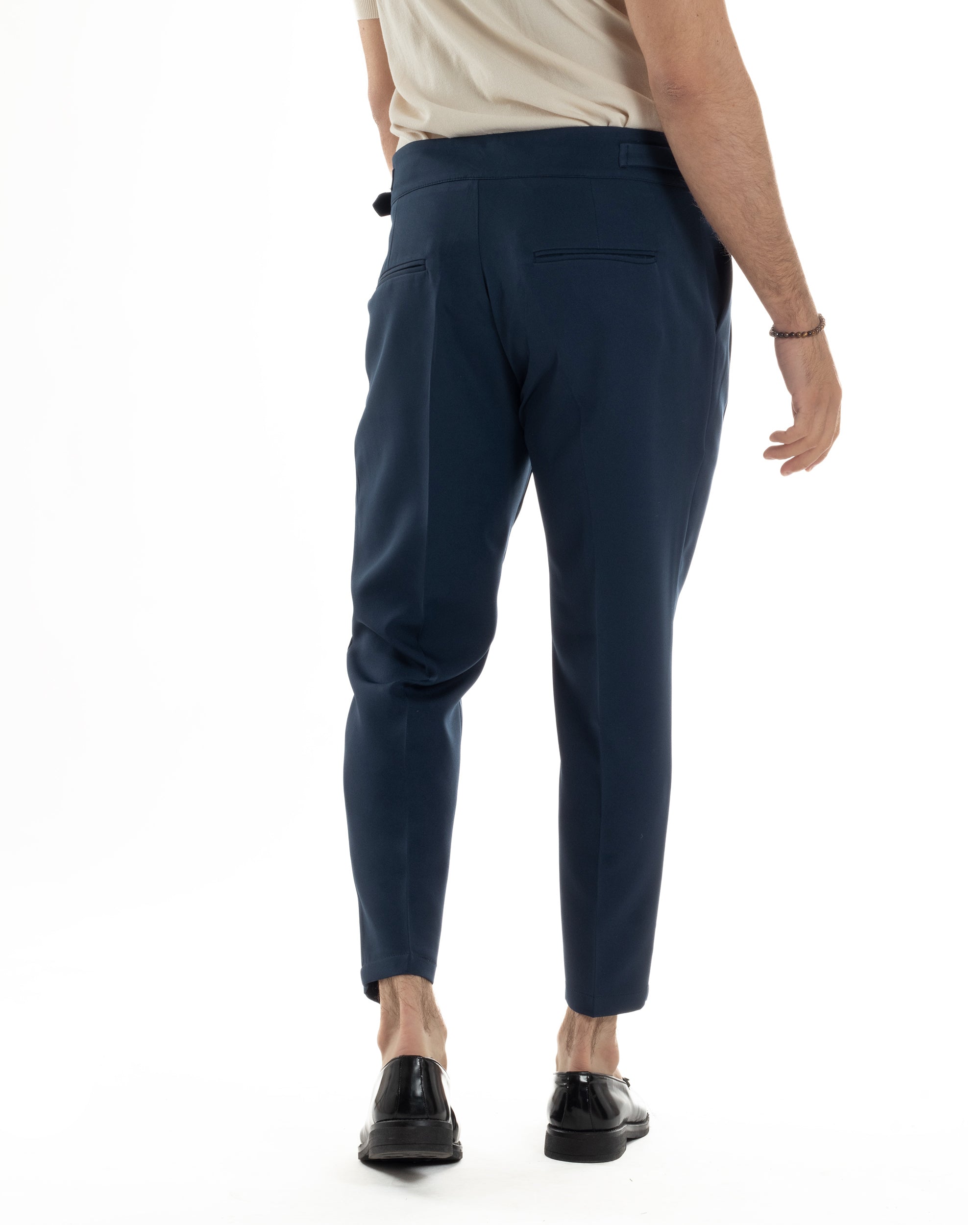 Men's Classic Pants With Pleats High Waist Gurkha Pants Elongated Button Buckles Casual Black GIOSAL-P6114A