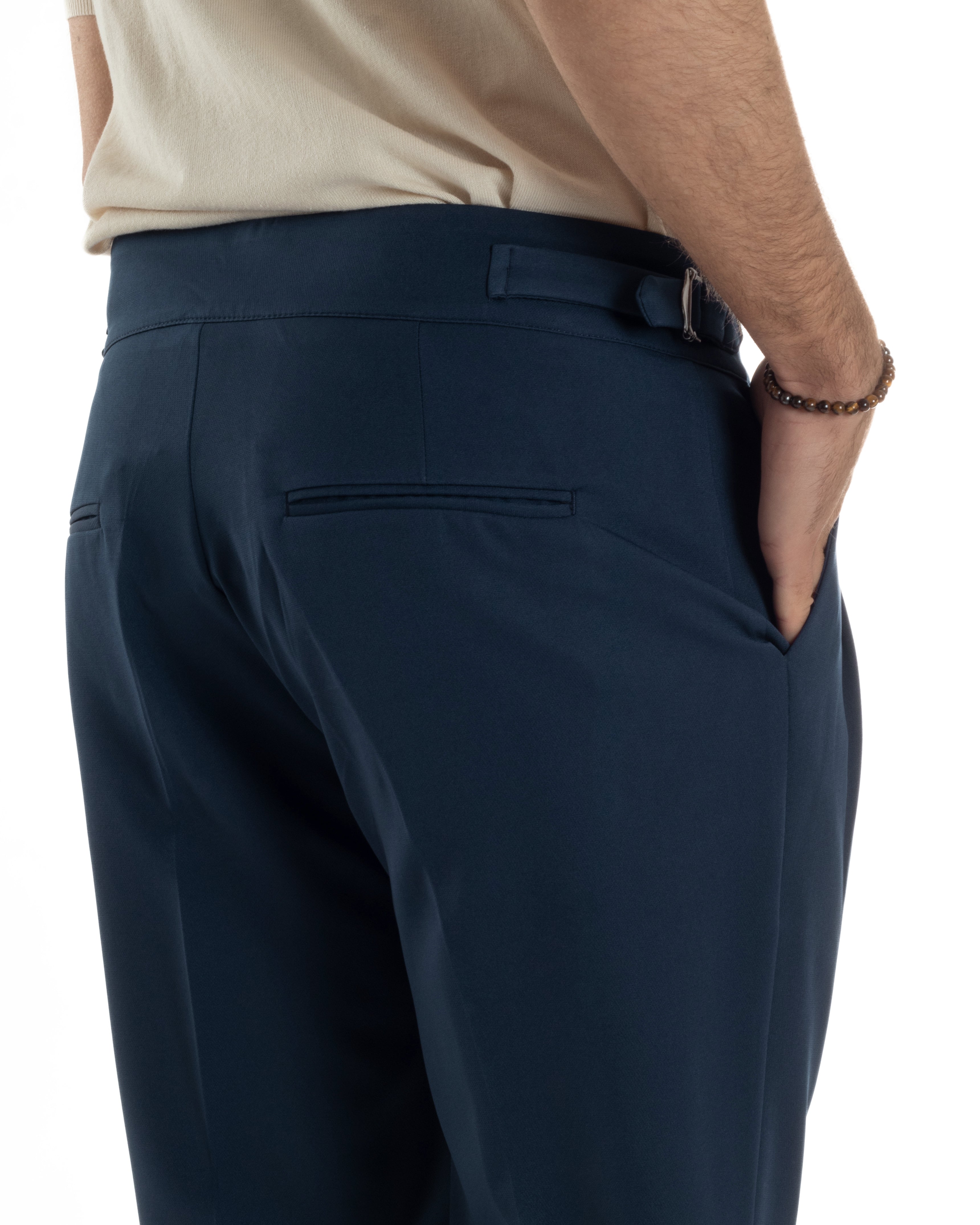 Men's Classic Pants With Pleats High Waist Gurkha Pants Elongated Button Buckles Casual Black GIOSAL-P6114A