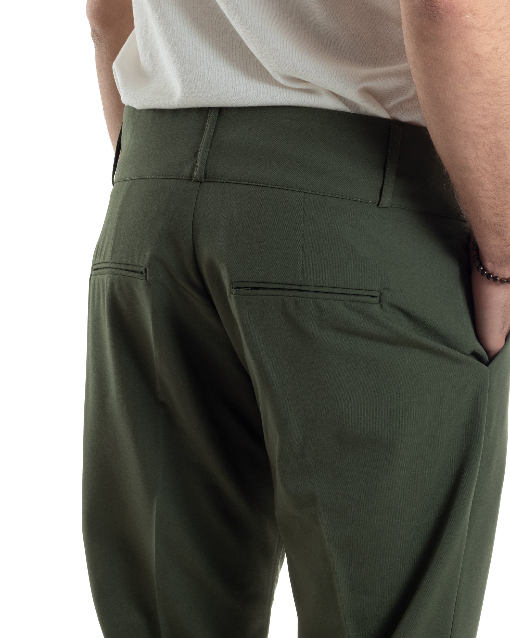 Men's Viscose Pants High Waist With Pleats Classic Bustier Elongated Button Down Casual Black GIOSAL-P6141A