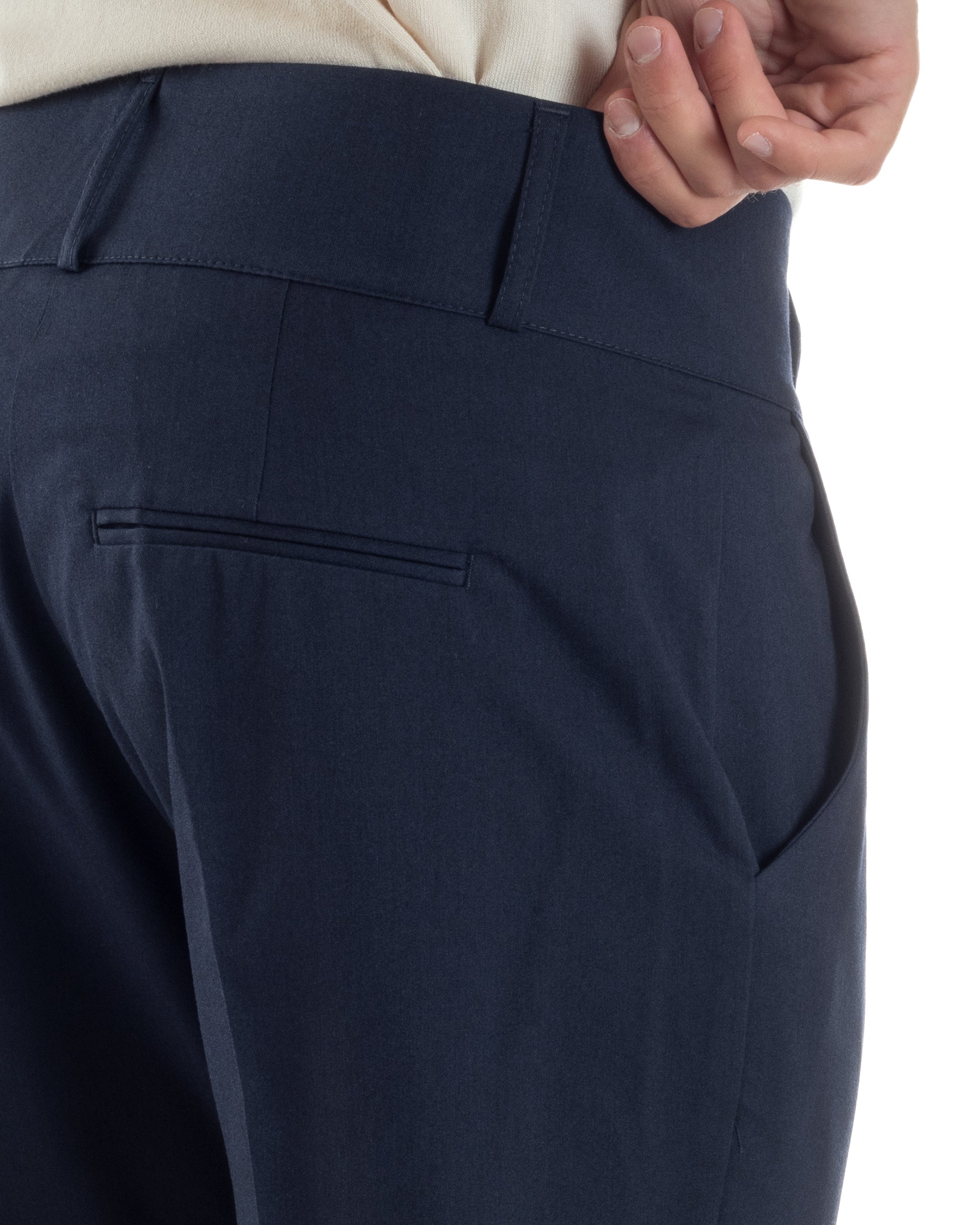 Pantaloni Uomo Vita Alta Con Pinces Classico Bustino Abbottonatura Allungata Casual Viscosa Estivo Blu GIOSAL-P6278A